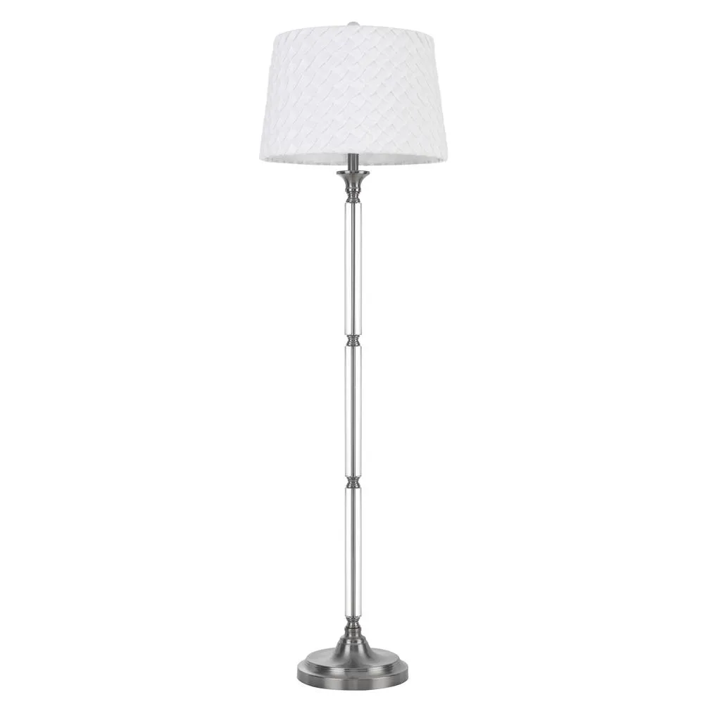 150W 3 Way Ruston Crystal/Metal Floor Lamp With Pleated Hardback Shade By Cal Lighting