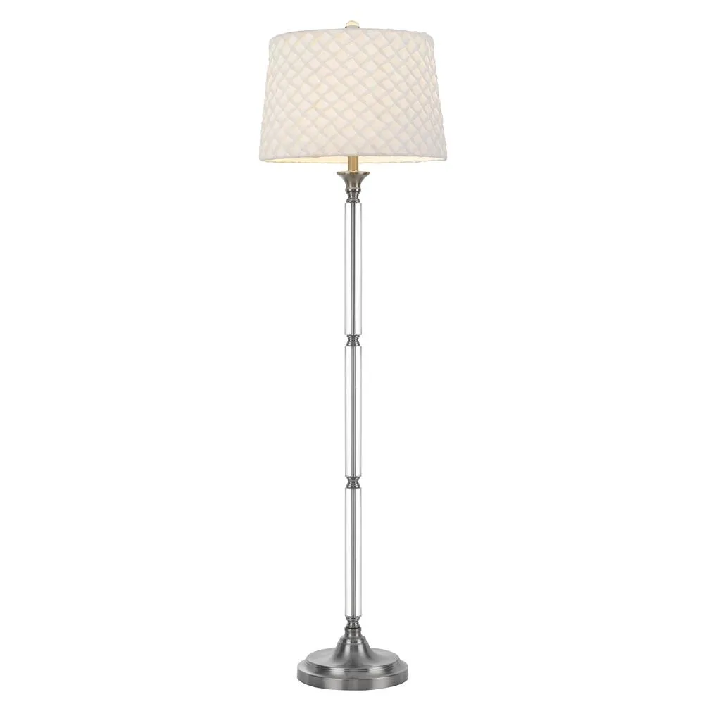 150W 3 Way Ruston Crystal/Metal Floor Lamp With Pleated Hardback Shade By Cal Lighting