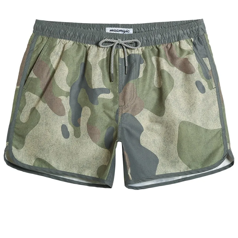 4.5 Inch Inseam Vintage Camo Swim Trunks