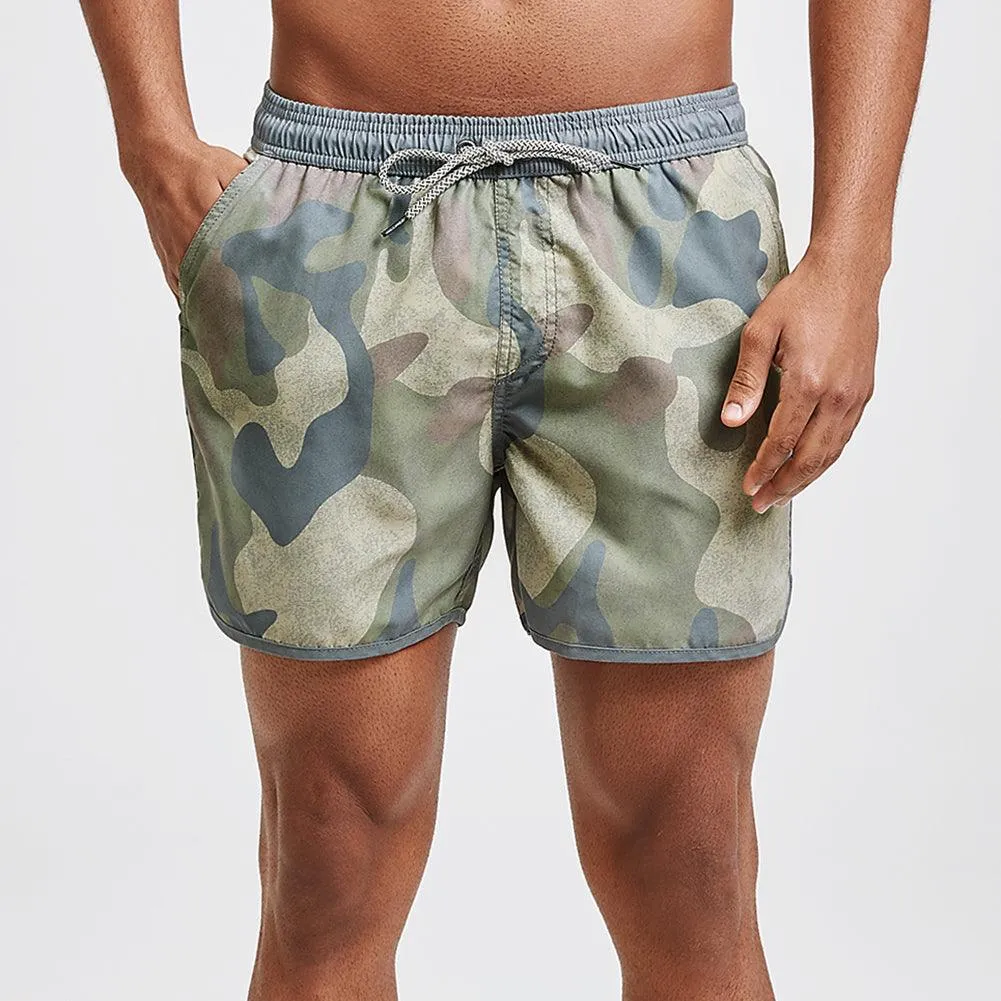 4.5 Inch Inseam Vintage Camo Swim Trunks