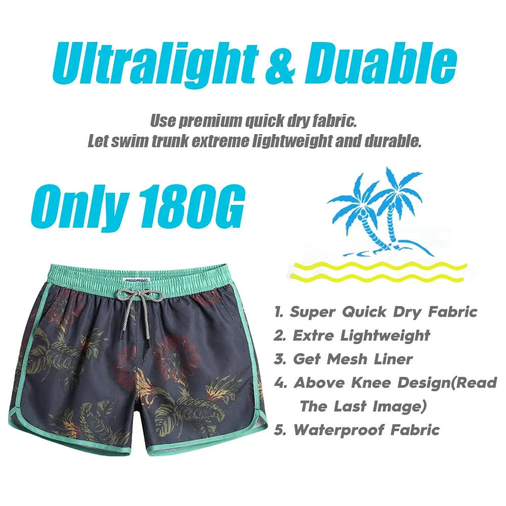 4.5 Inch Inseam Vintage Leaf Swim Trunks