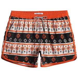 4.5 Inch Inseam Vintage Stretch Black White Bohemia Swim Trunks