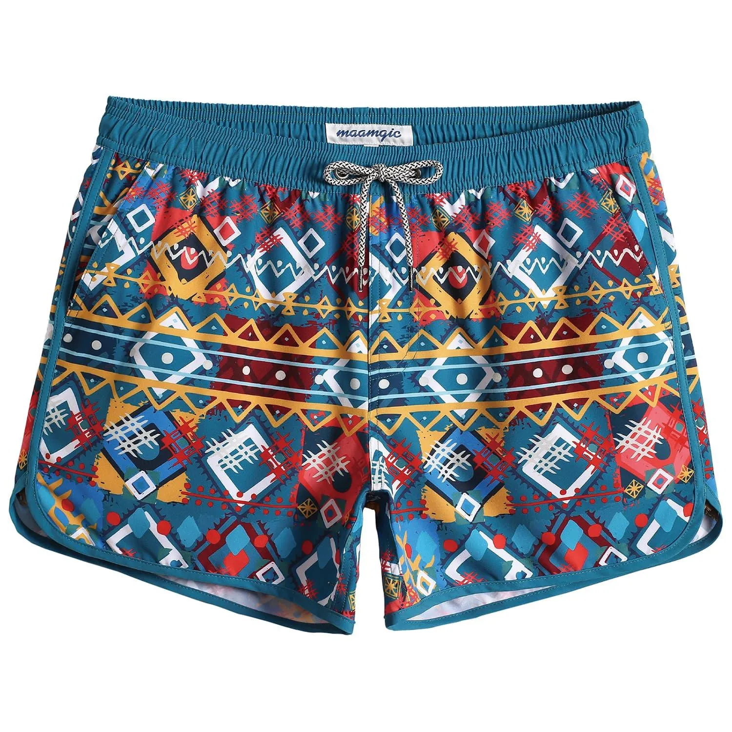 4.5 Inch Inseam Vintage Stretch Bohemian Rhombus Swim Trunks