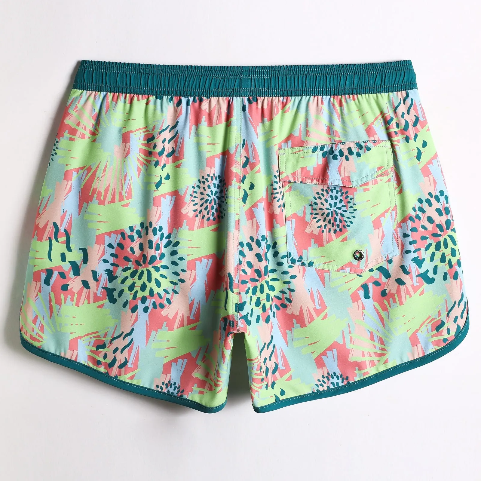 4.5 Inch Inseam Vintage Stretch  Bright Fireworks Swim Trunks