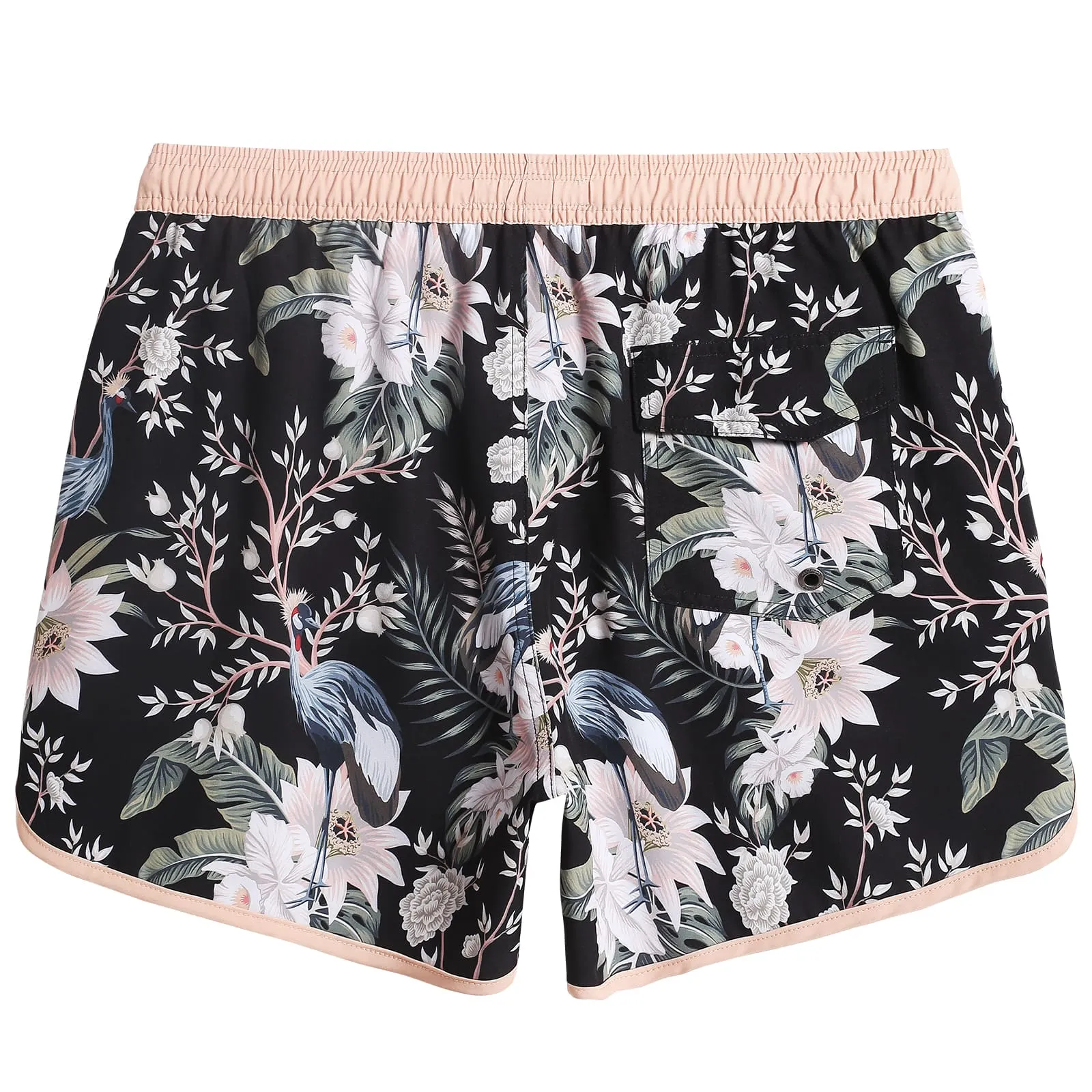 4.5 Inch Inseam Vintage Stretch Crane Bouquet Swim Trunks