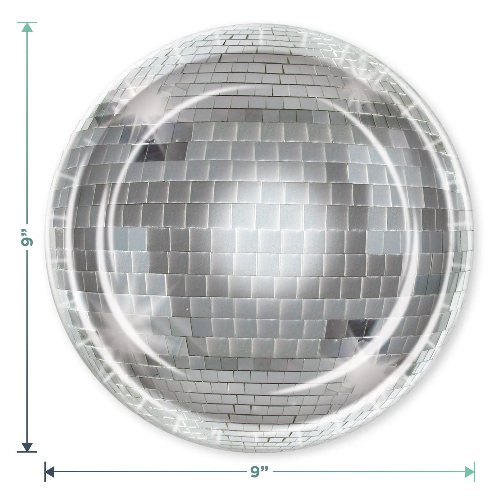 70s Disco Party Supplies - Silver Disco Ball Paper Dinner Plates with Roller Skate Shaped Napkins(Serves 16)