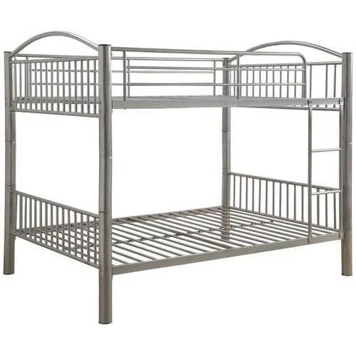 78" X 56" X 67" Silver Metal Full Over Full Bunk Bed