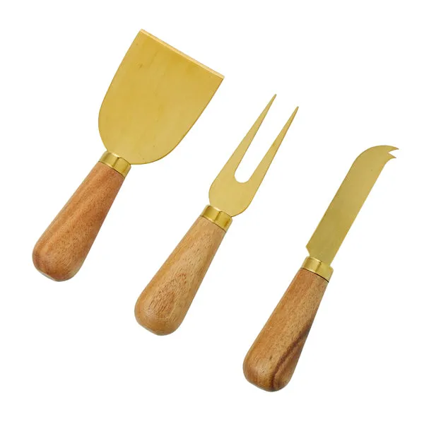 Acacia   Brass Cheese Knives - Set of 3