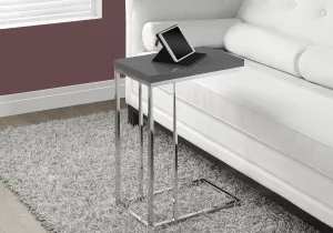 Accent Table - Glossy Grey With Chrome Metal