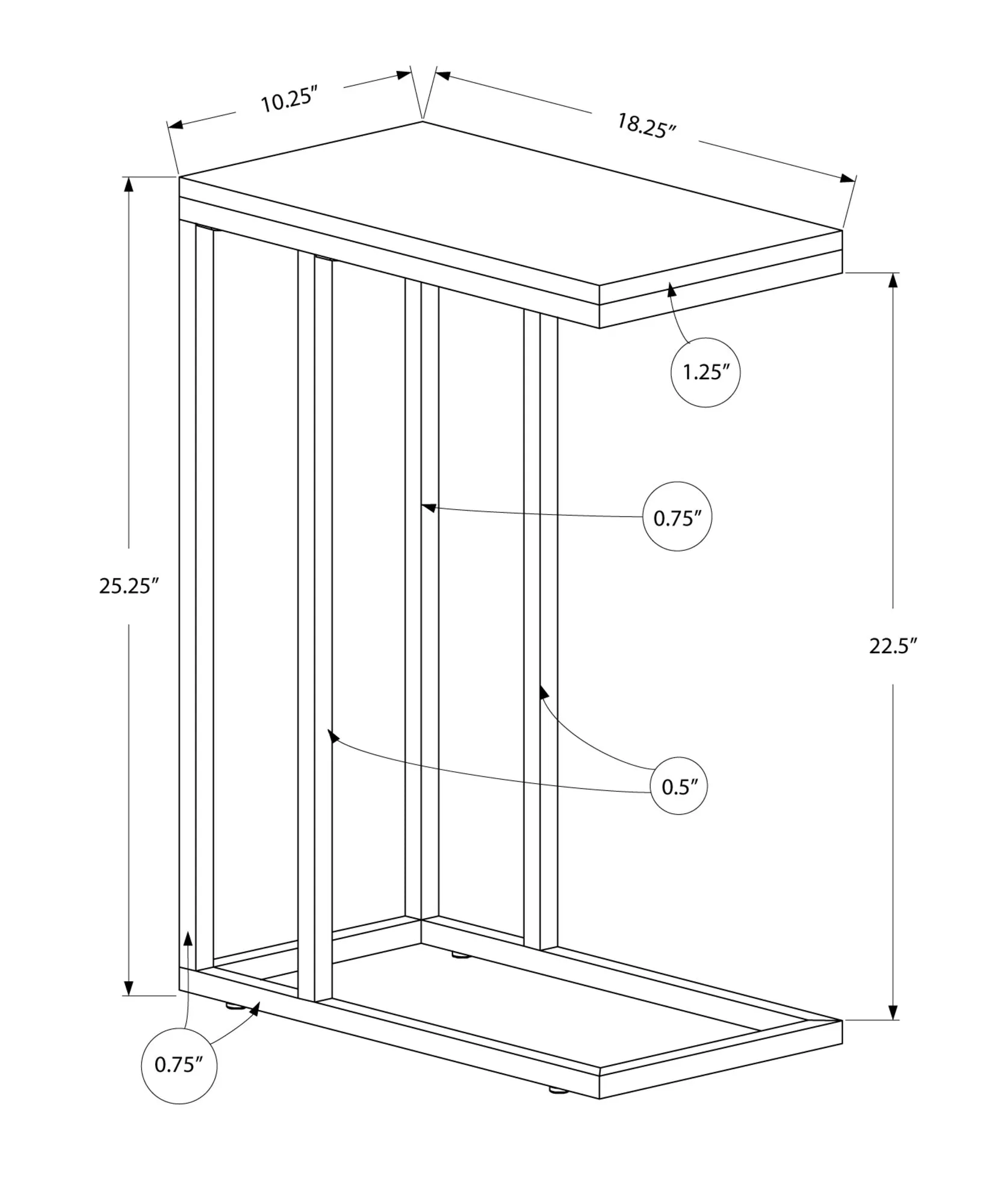 Accent Table - Glossy Grey With Chrome Metal