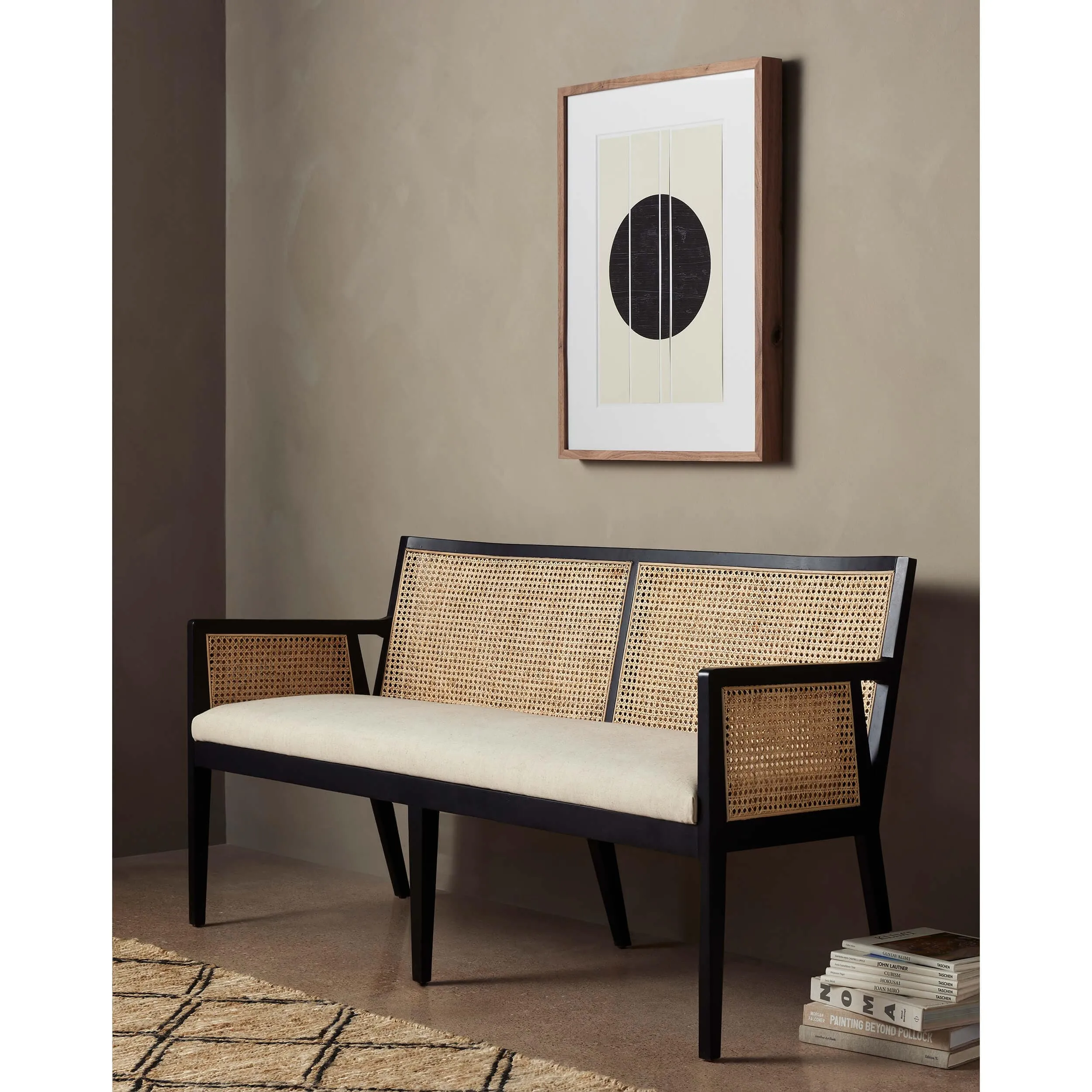 Antonia Cane Dining Bench, Brushed Ebony