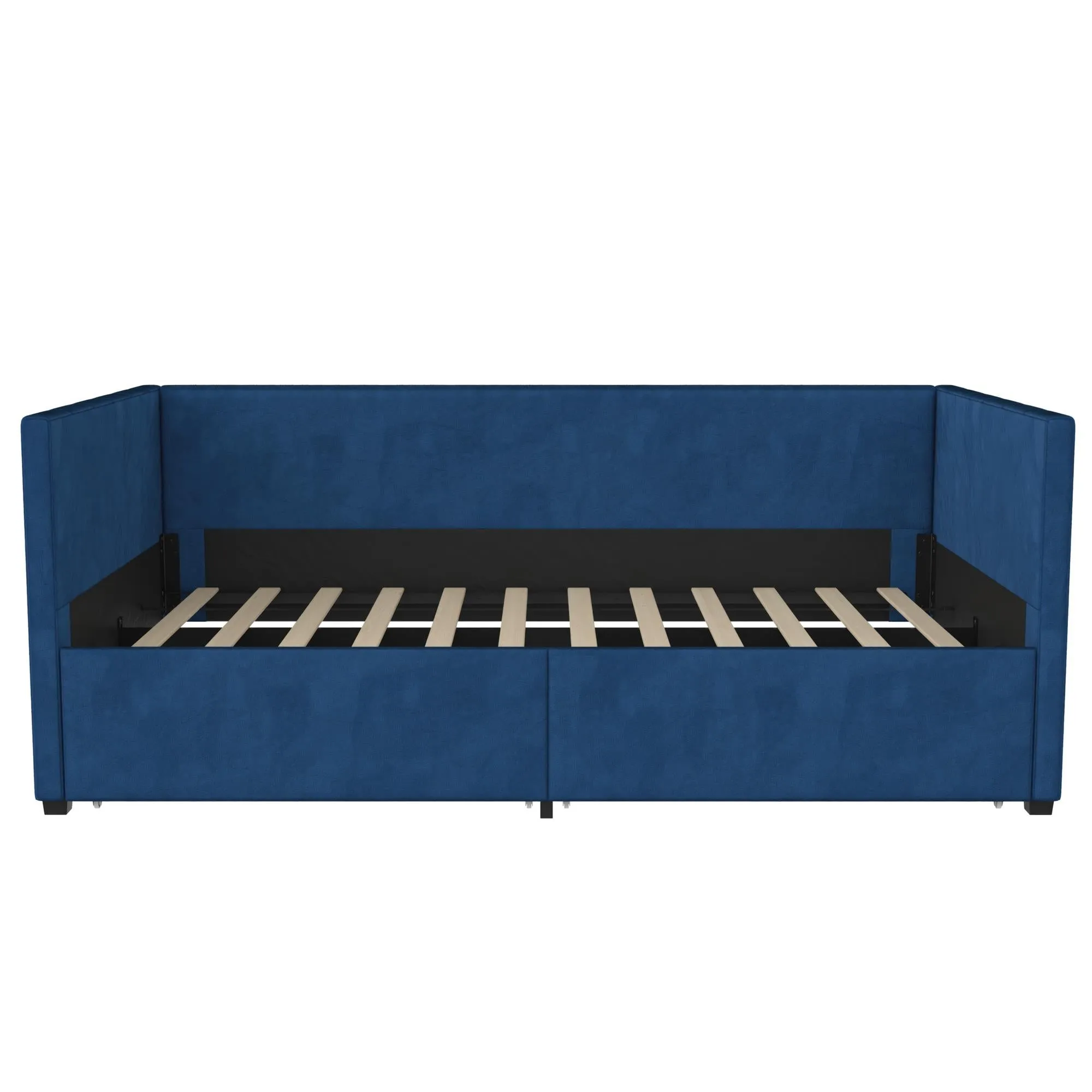 Arliss Modern Glam Tuxedo Daybed with Storage, Twin, Blue Velvet