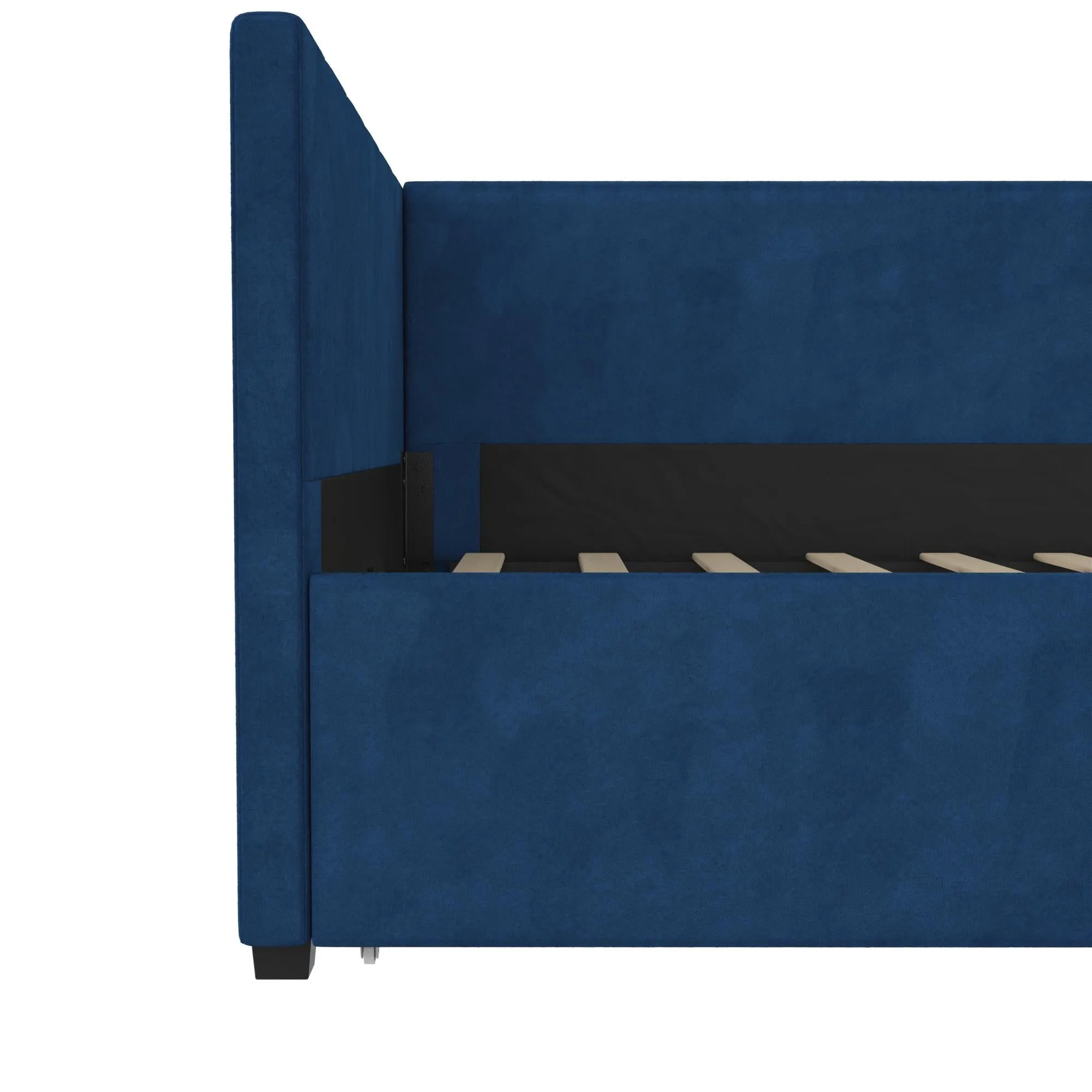 Arliss Modern Glam Tuxedo Daybed with Storage, Twin, Blue Velvet