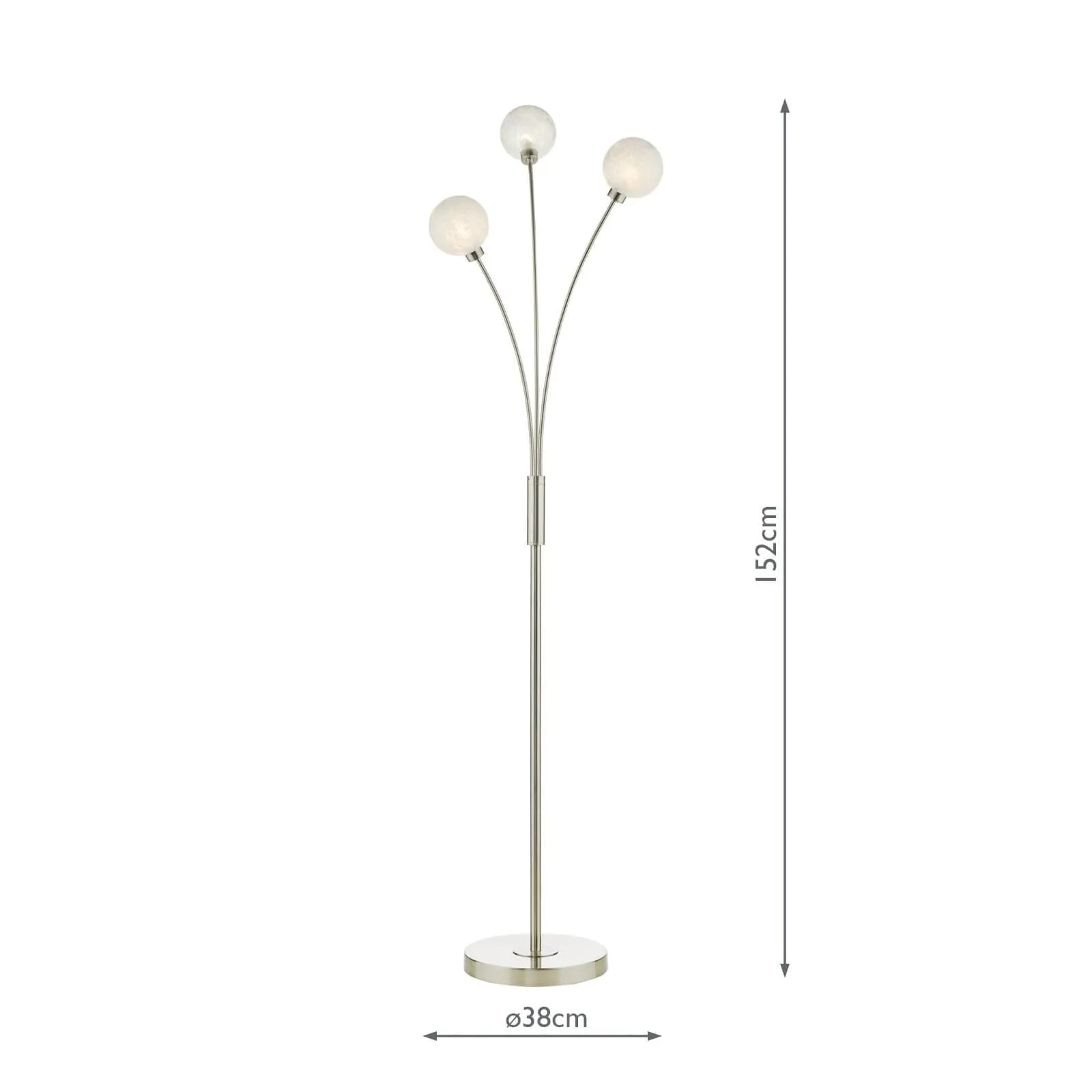 Avari 3 Light Floor Lamp Satin Brass/Satin Nickel Glass G9