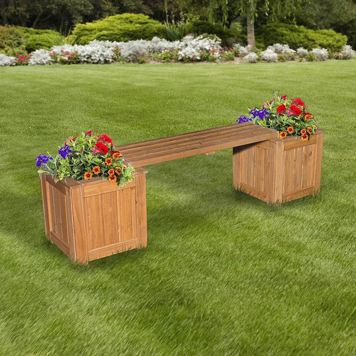 Backyard Discovery All Cedar Patio Bench with Planters