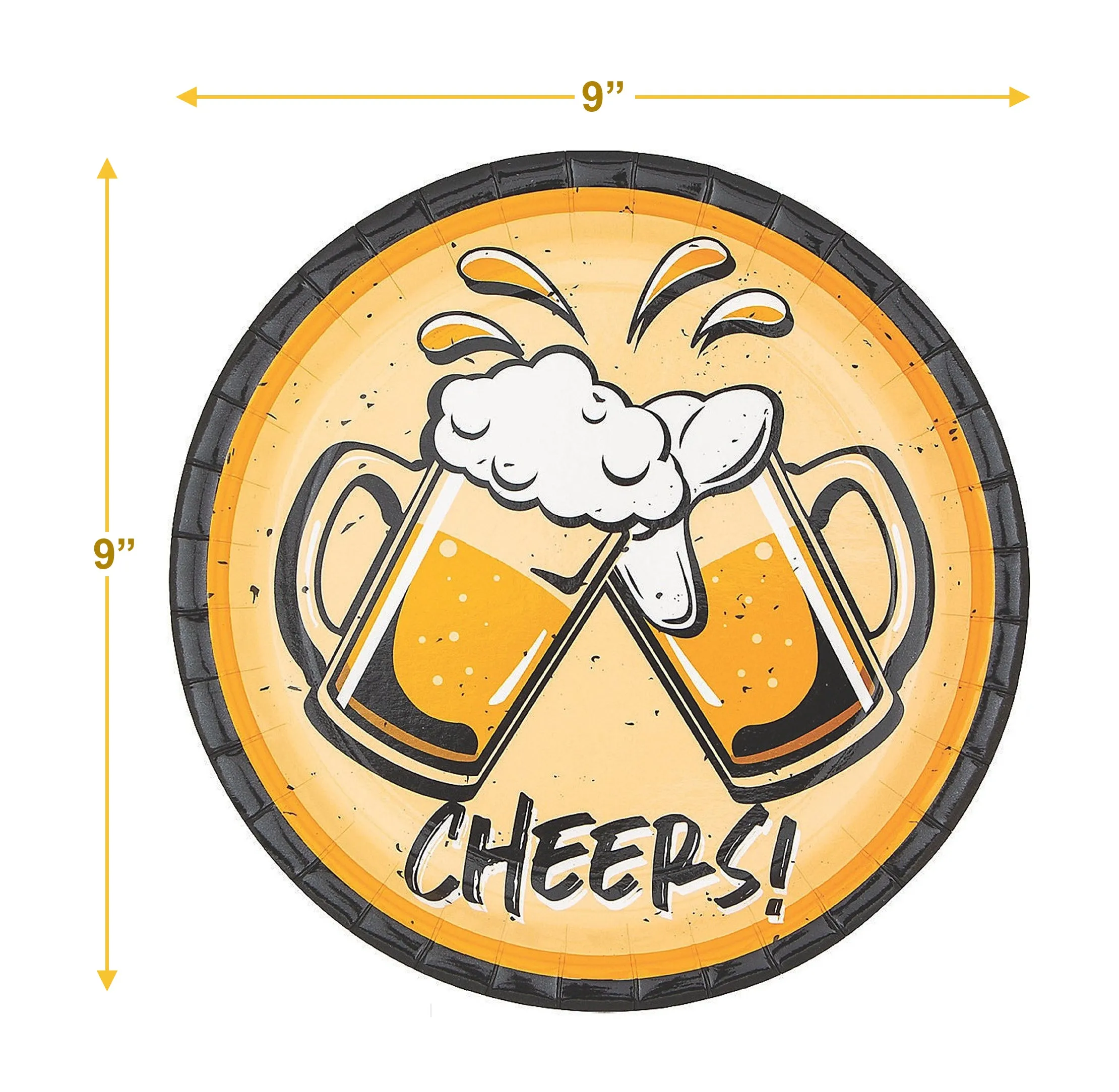 Beer Party Supplies and Beer Theme Decorations (Cheers and Beers Black Paper Dinner Plates and Luncheon Napkins (Serves 16))