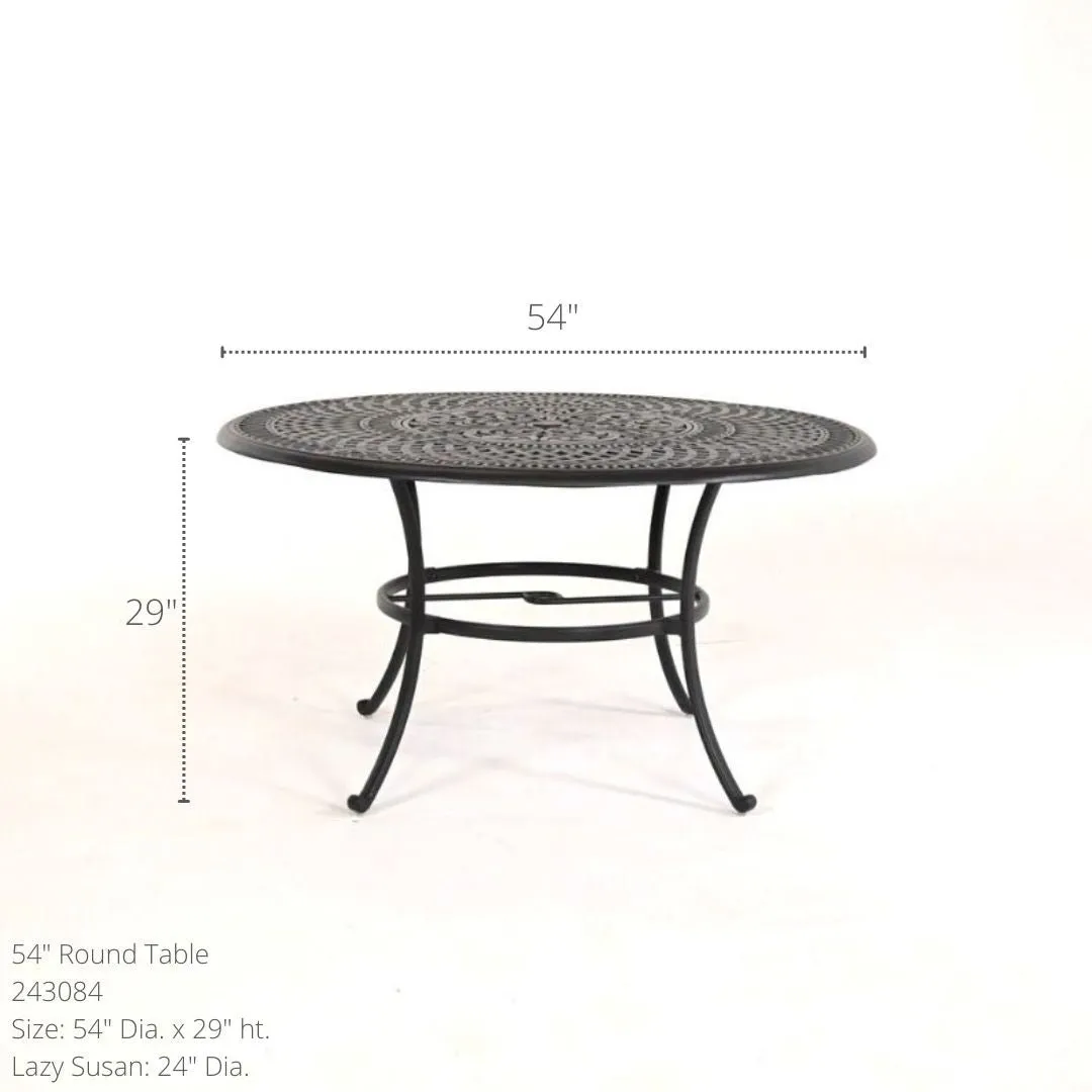 Bella 54" Round Inlaid Lazy Susan Table