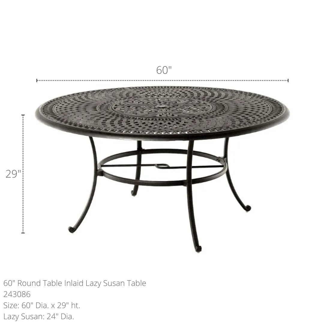 Bella 60" Round Inlaid Lazy Susan Table