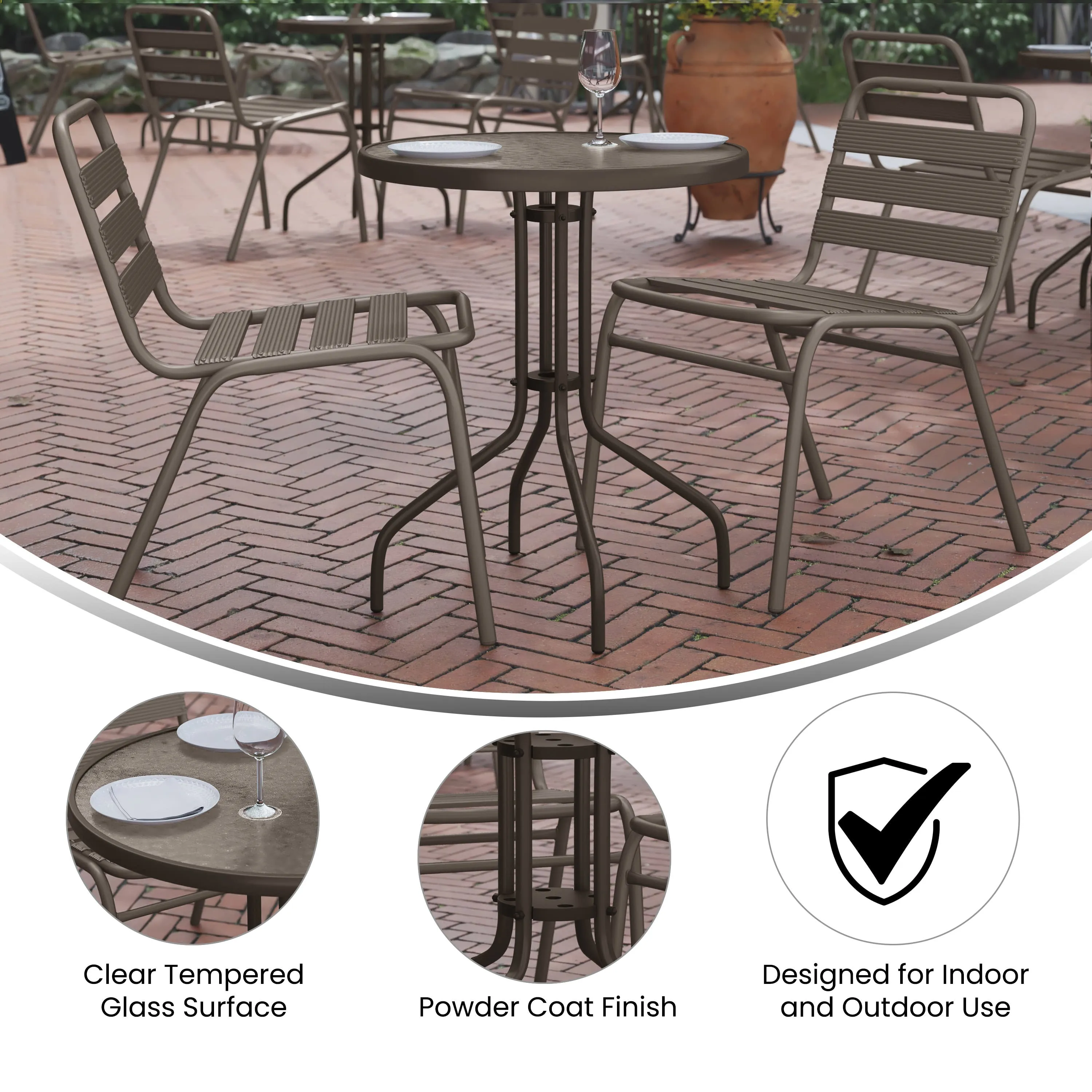 Bellamy 23.75'' Round Tempered Glass Metal Table