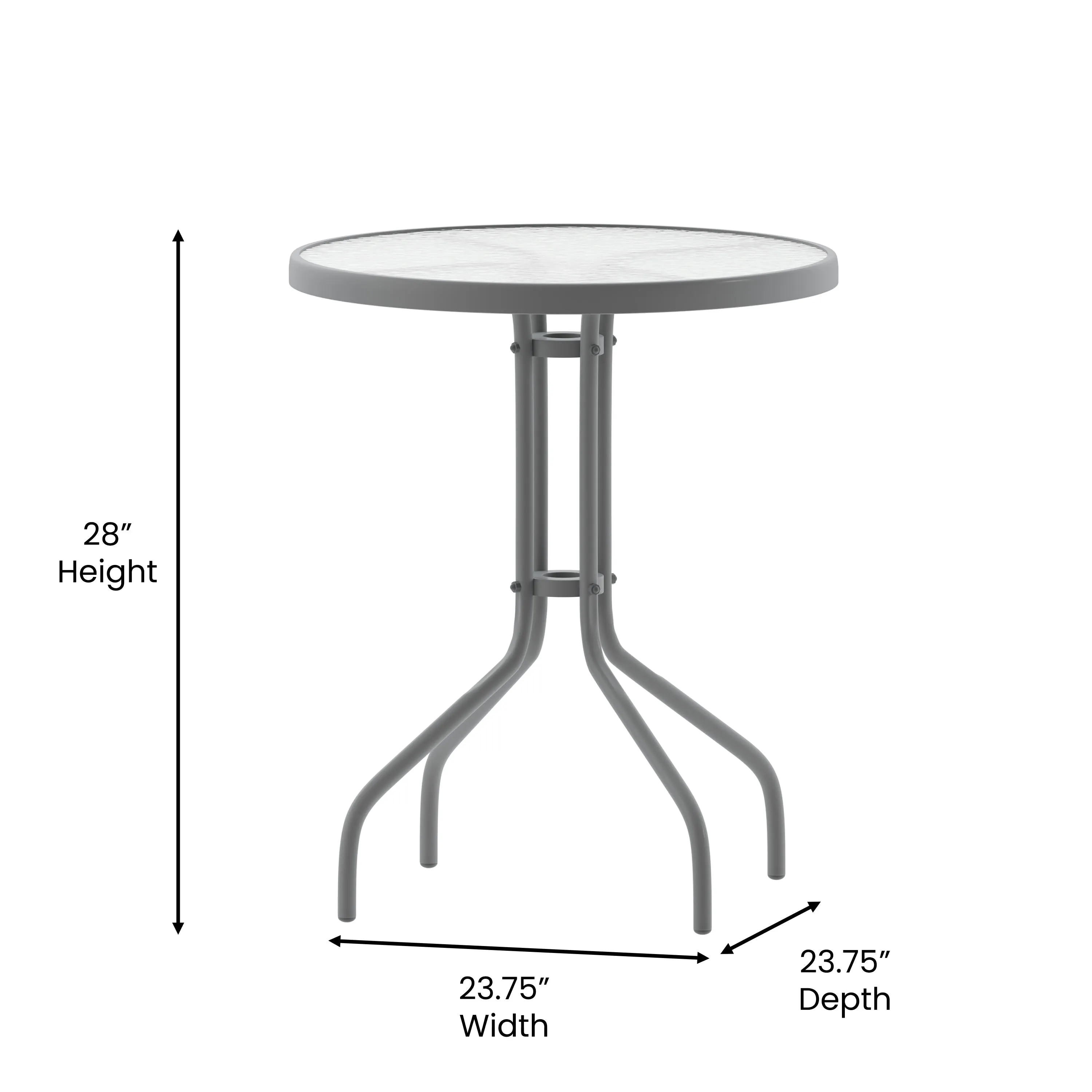 Bellamy 23.75'' Round Tempered Glass Metal Table