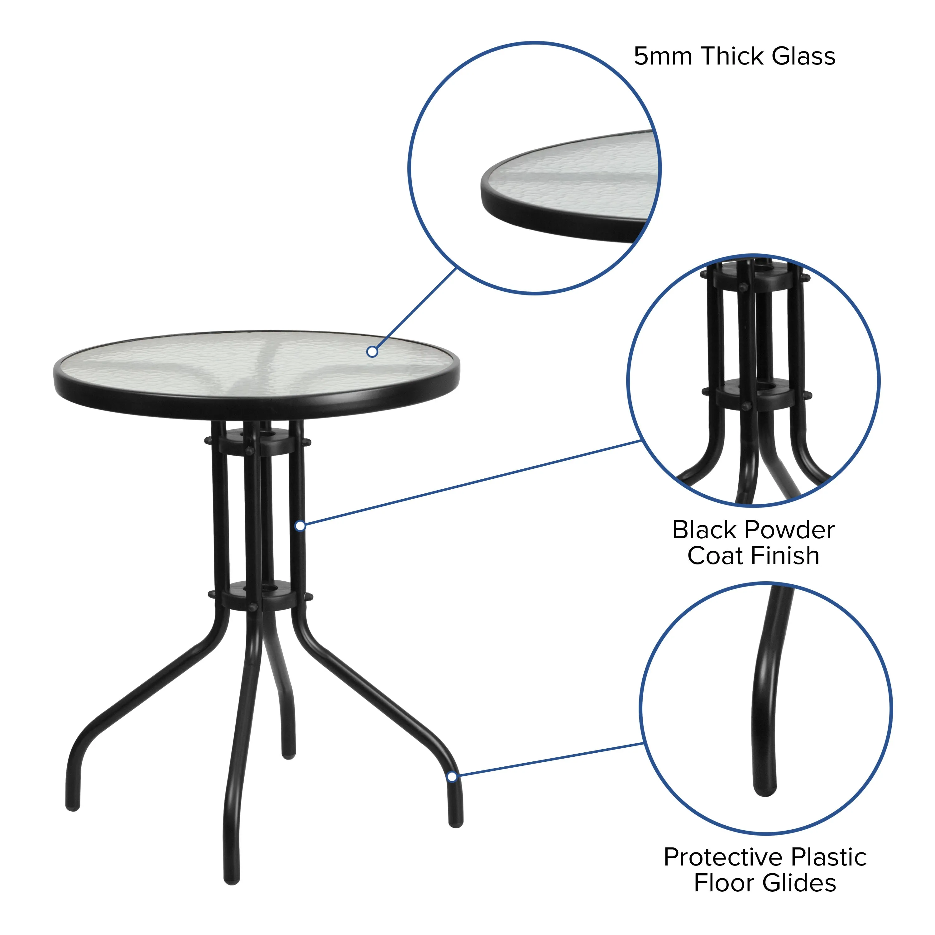 Bellamy 23.75'' Round Tempered Glass Metal Table