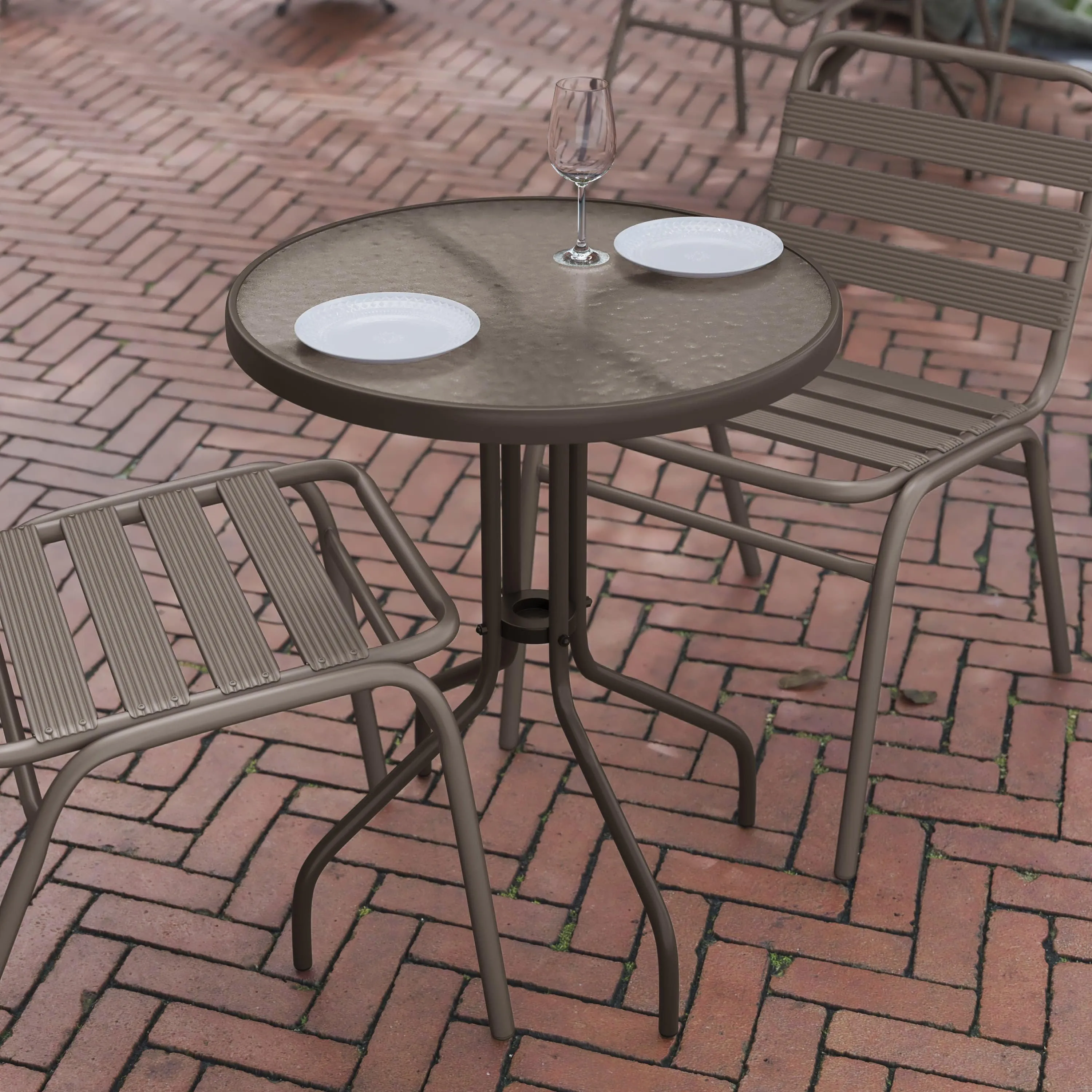 Bellamy 23.75'' Round Tempered Glass Metal Table