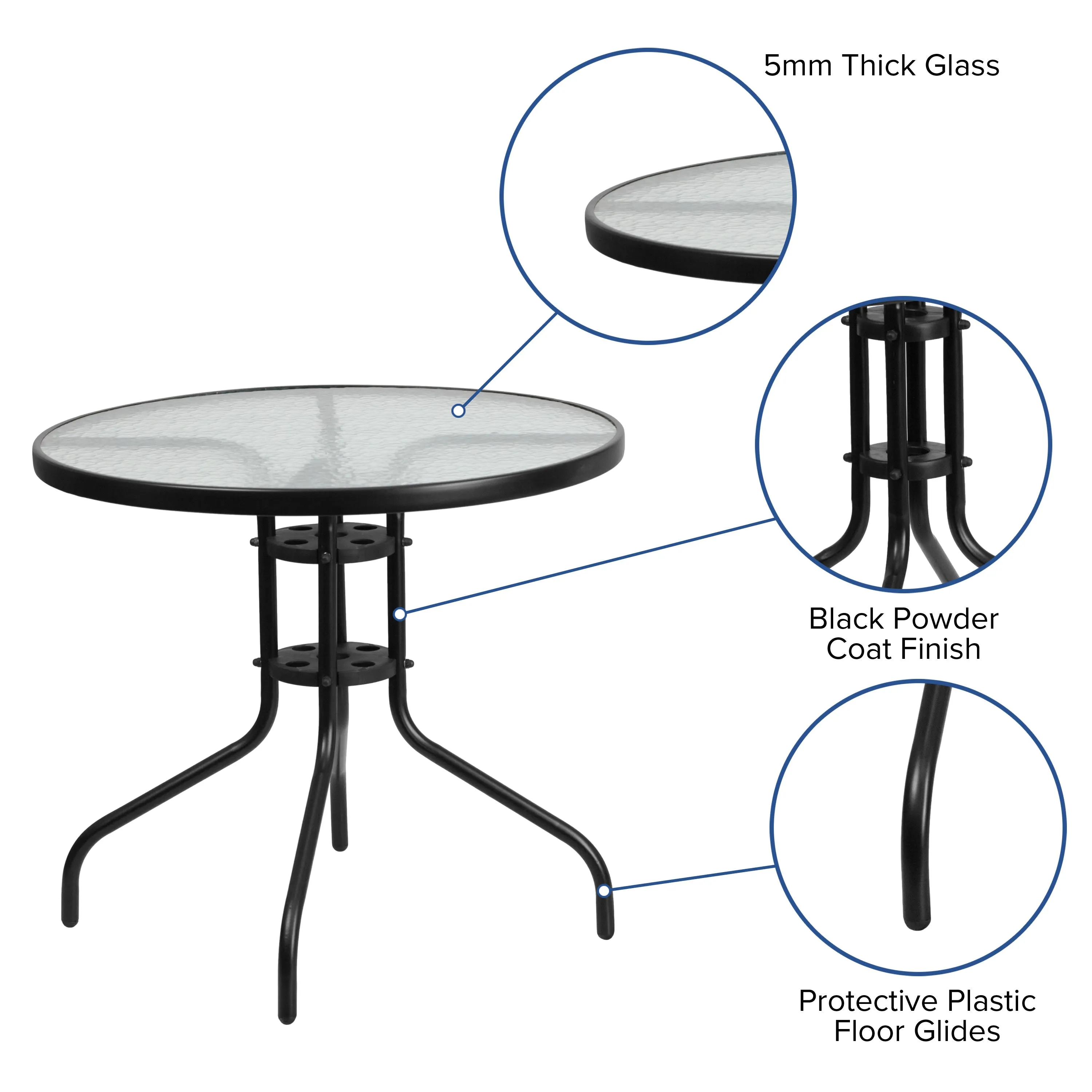 Bellamy 31.5'' Round Tempered Glass Metal Table