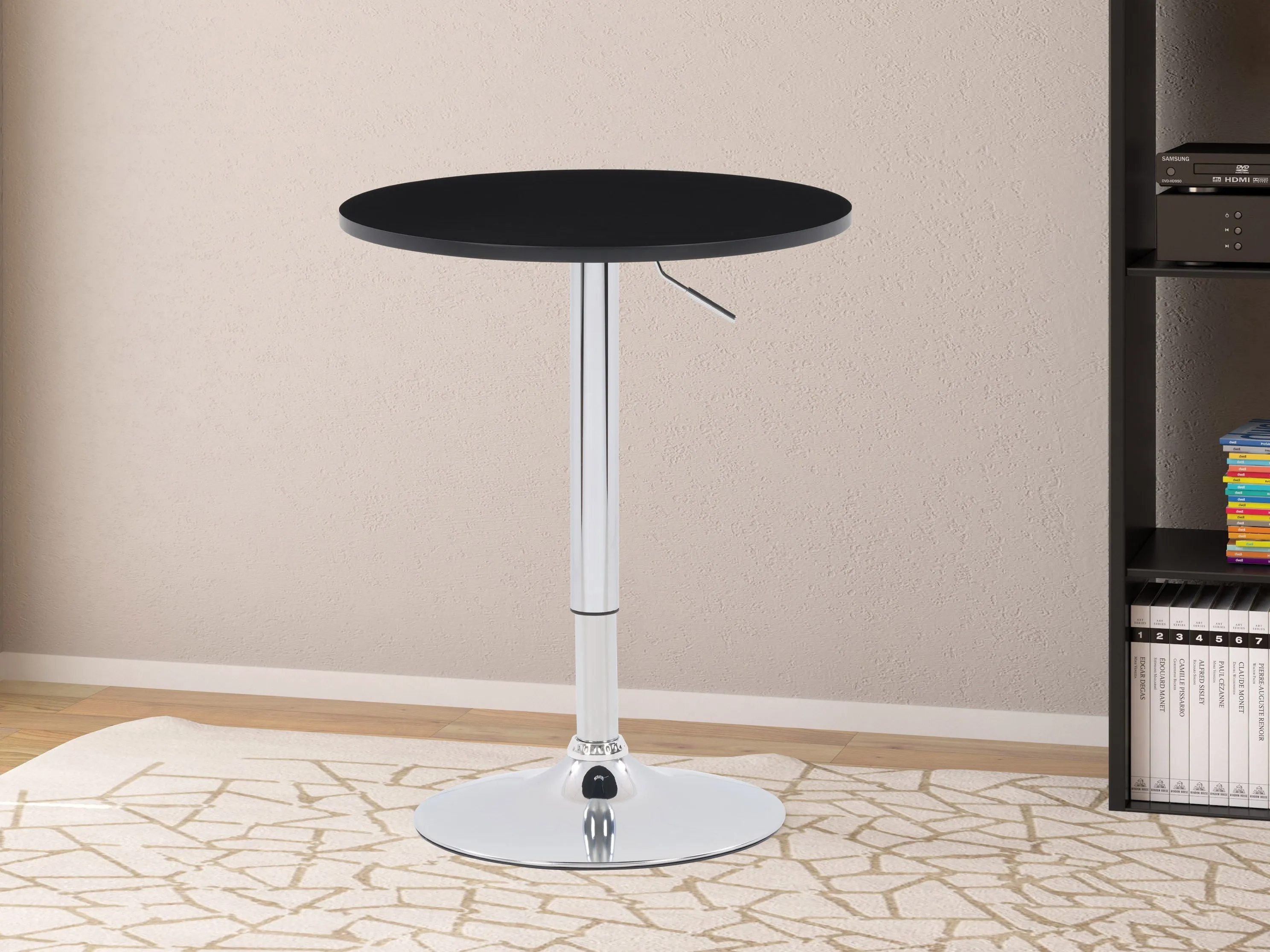 Black Adjustable Height Round Bar Table