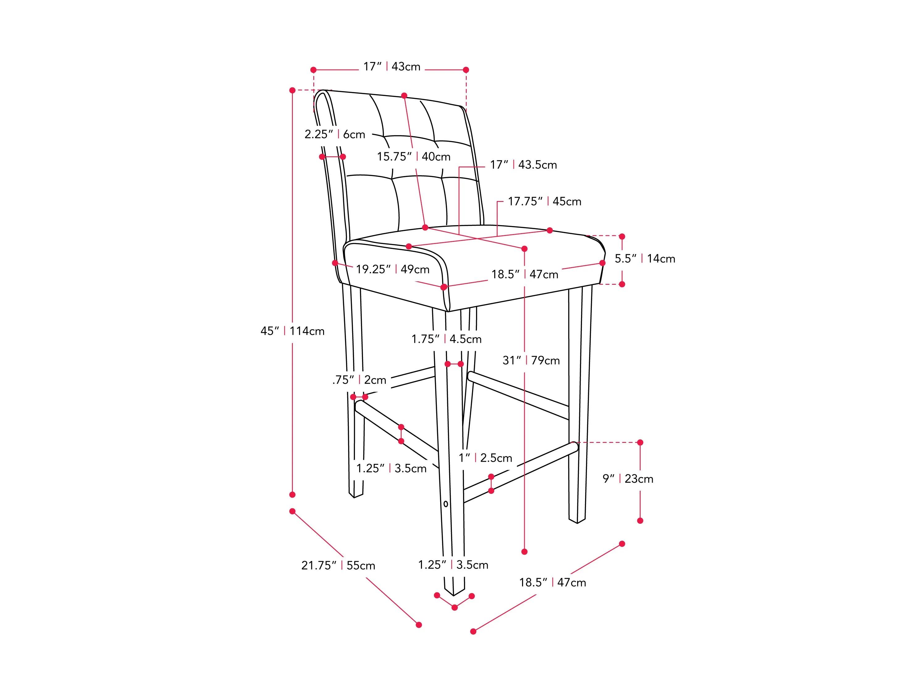 Black Vegan Leather Bar Height Stool