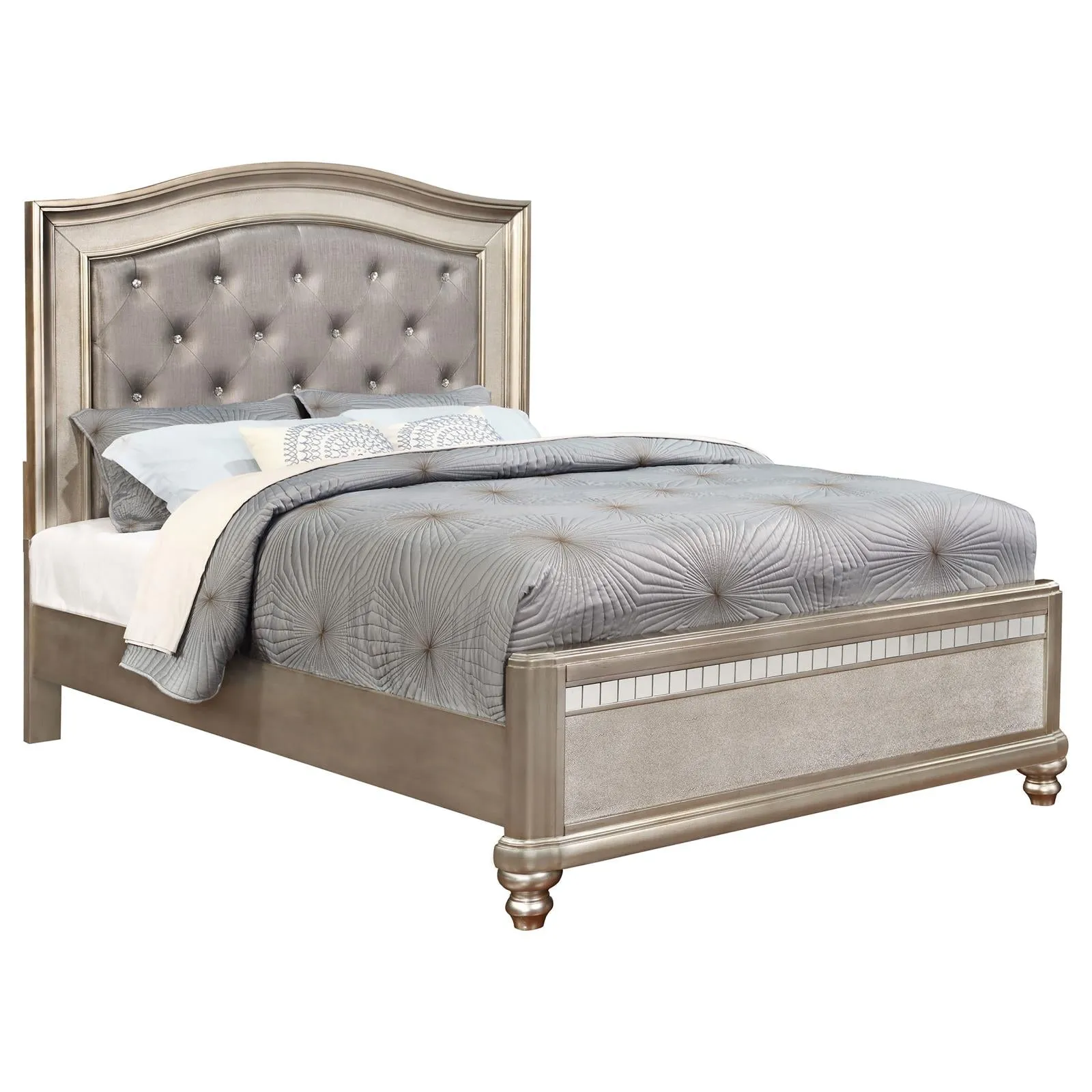 Bling Game Queen Panel Bed Metallic Platinum