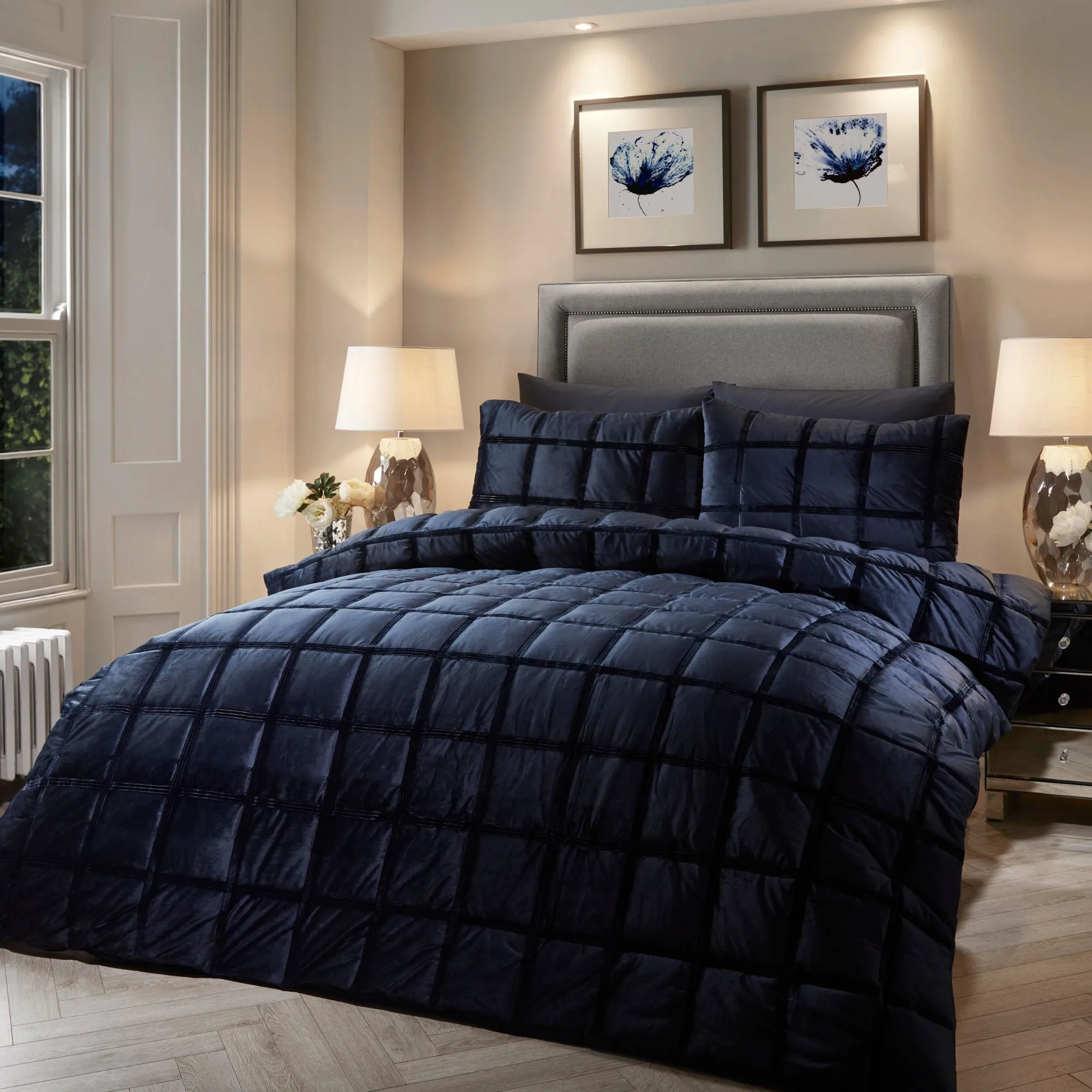 Brighton Square Duvet Cover Set by Soiree in Navy