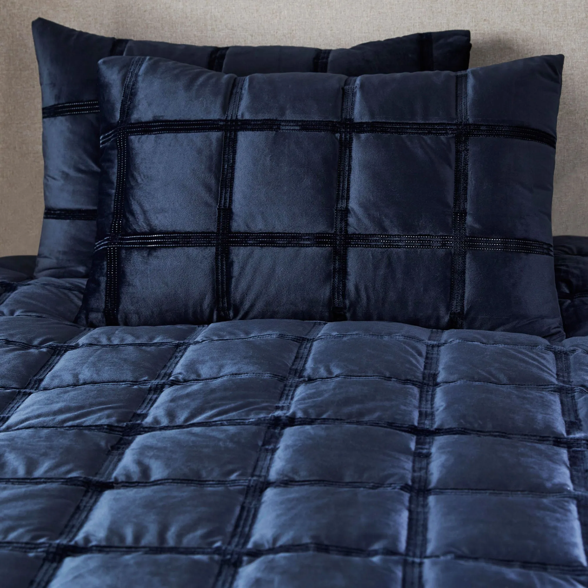 Brighton Square Duvet Cover Set by Soiree in Navy