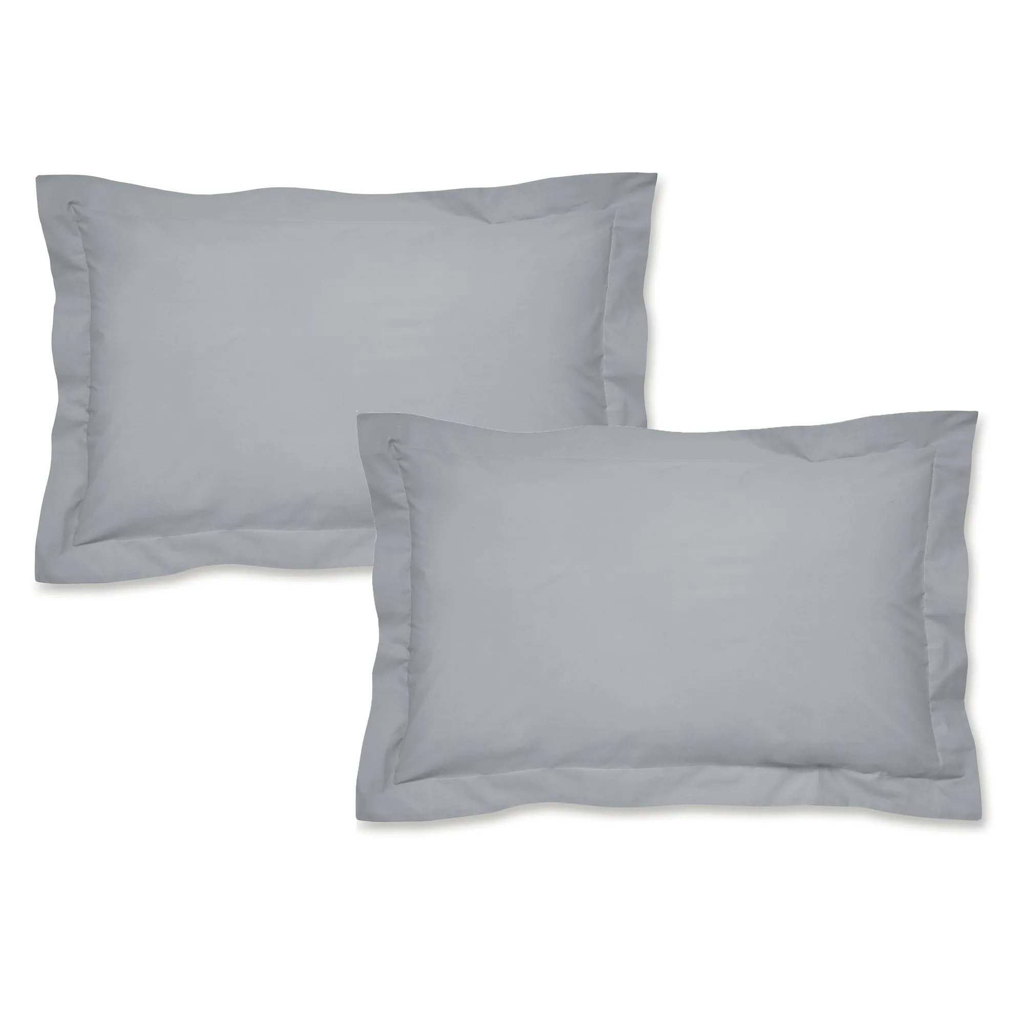 Catherine Lansfield Grey Easy Iron Percale Oxford Pillowcase Pair