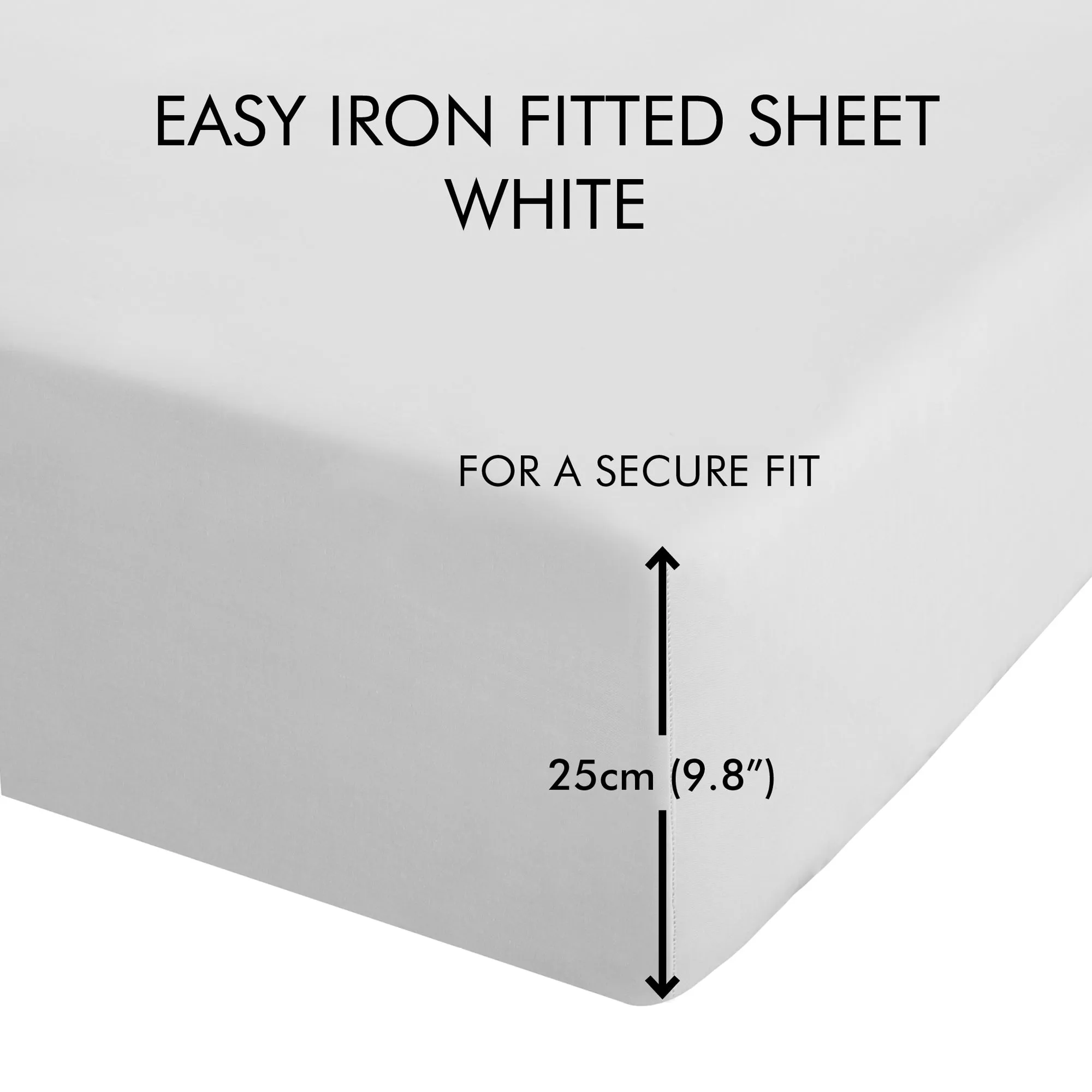 Catherine Lansfield White Easy Iron Percale (25cm) Fitted Sheet