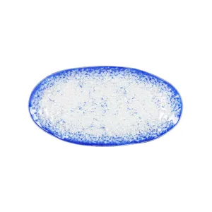 Cobalt Blue Rim Glass Serving Tray, 26x14cm