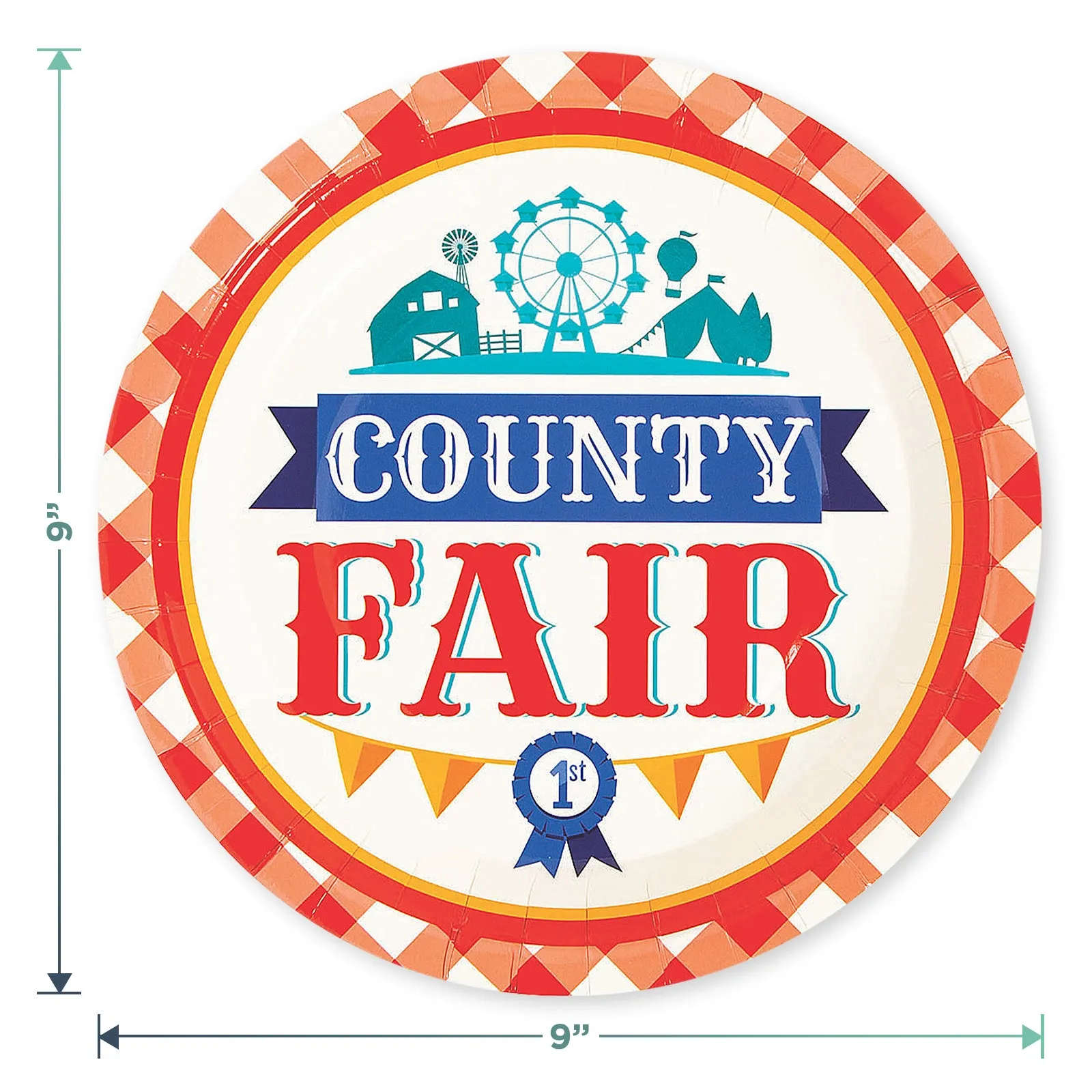 County Fair Party Paper Dinner Plates and Lunch Napkins (Serves 16)