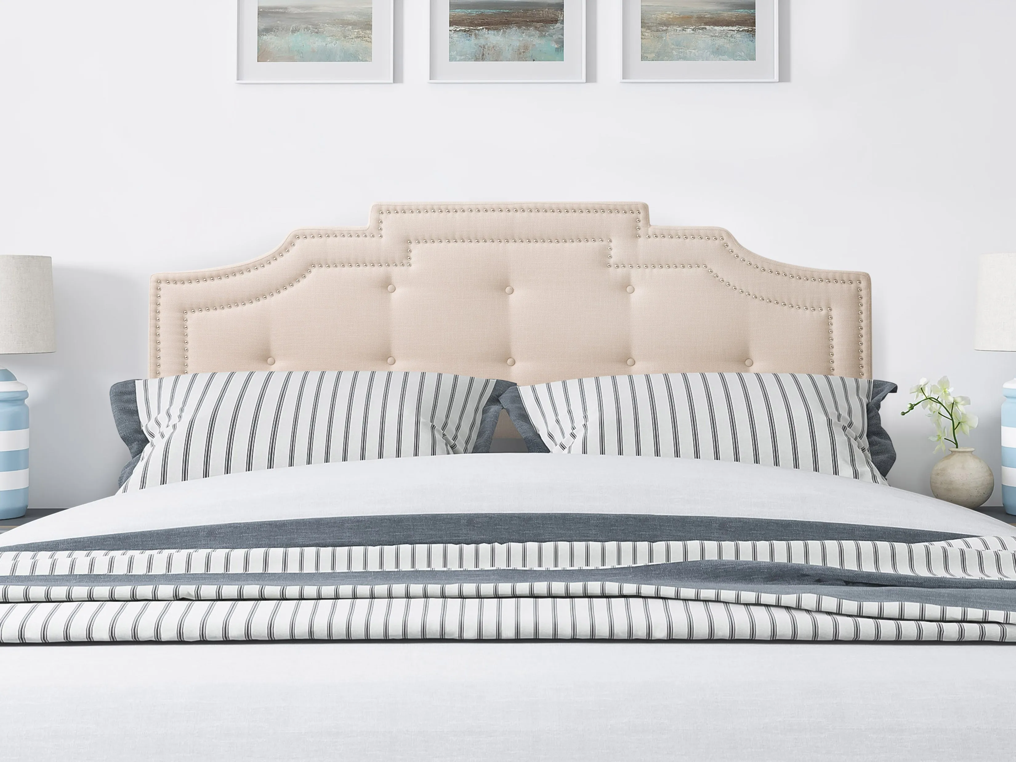 Cream Padded King Headboard