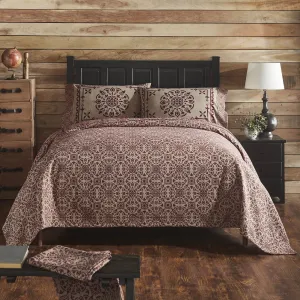 Custom House Burgundy Tan Jacquard Queen Coverlet 94Wx94L