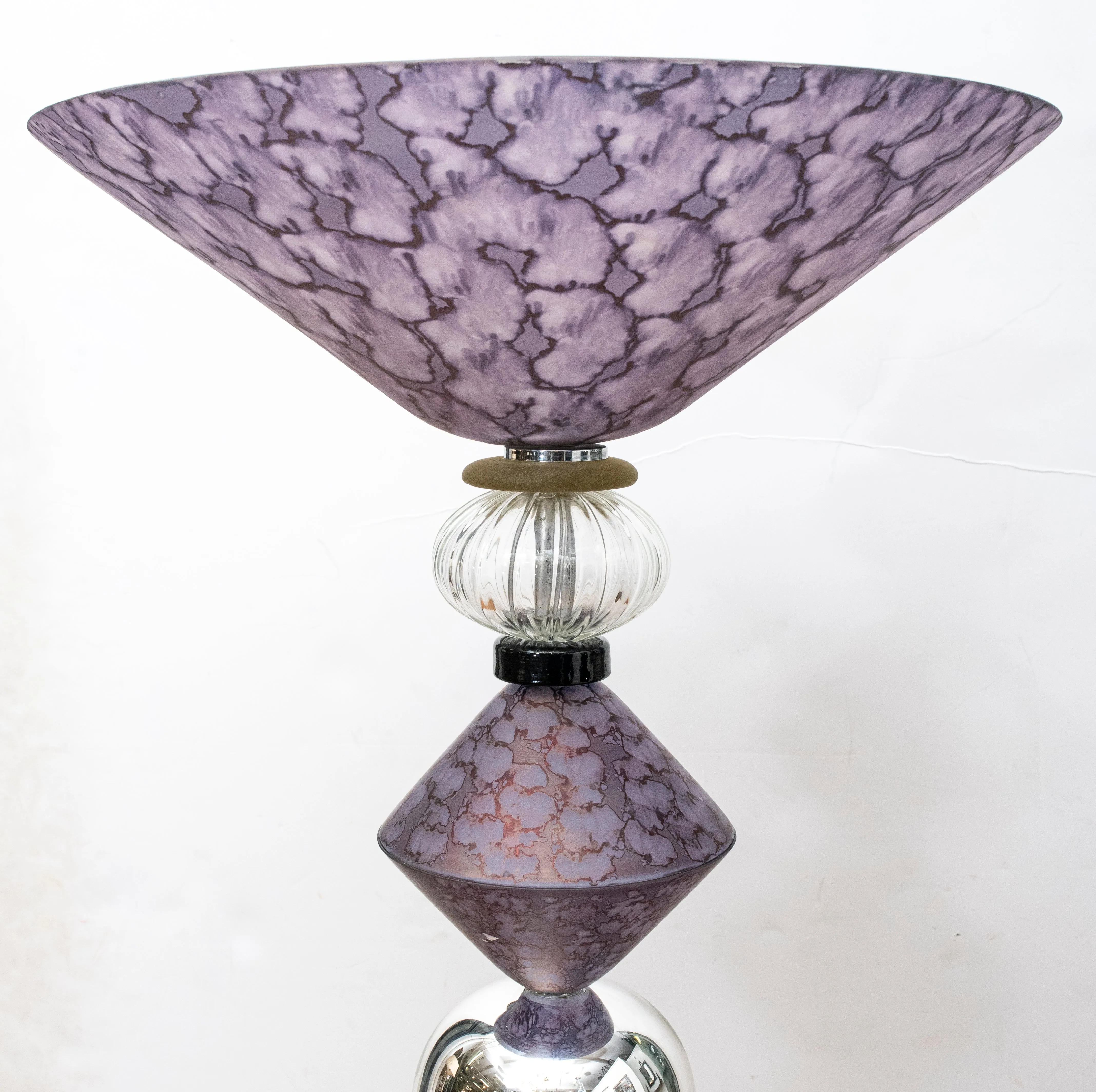 Custom Italian Postmodern Murano Glass Torchiere Lamps, Pair