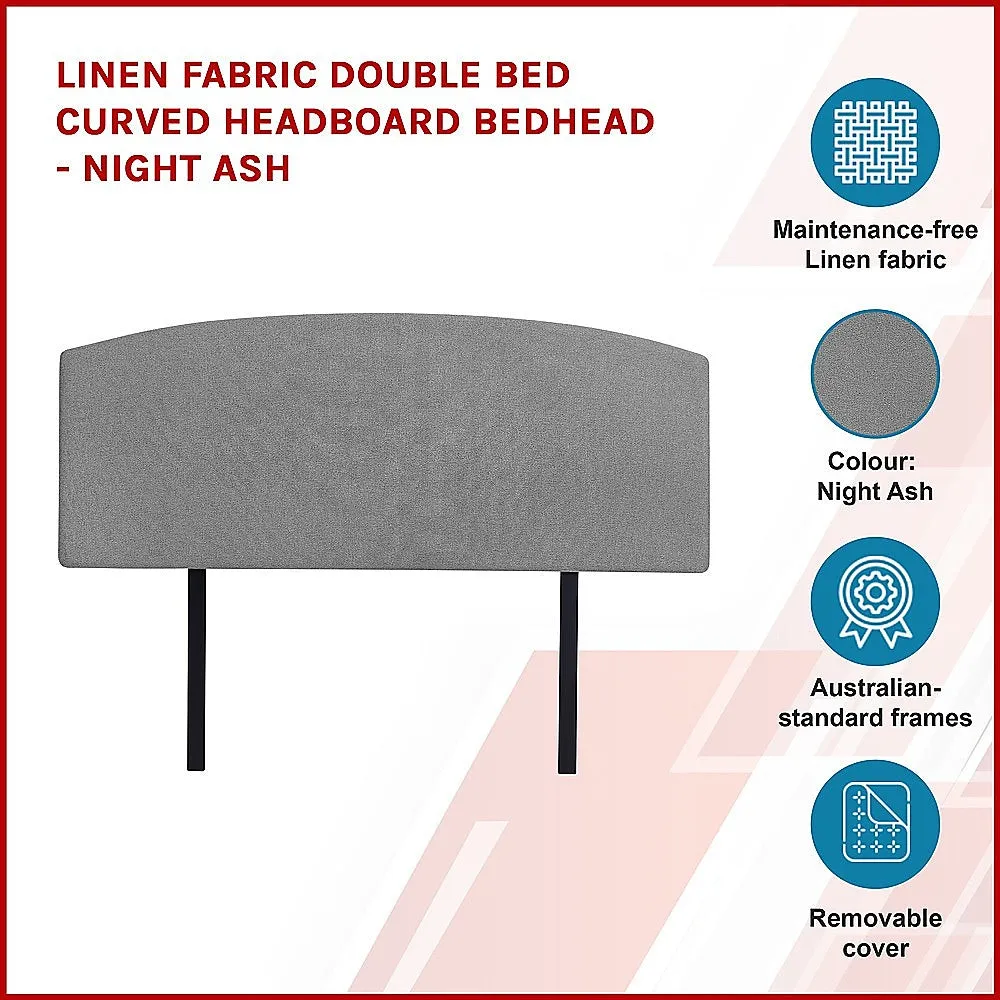 Customisable Linen Double Bed Curved Headboard - Night Ash