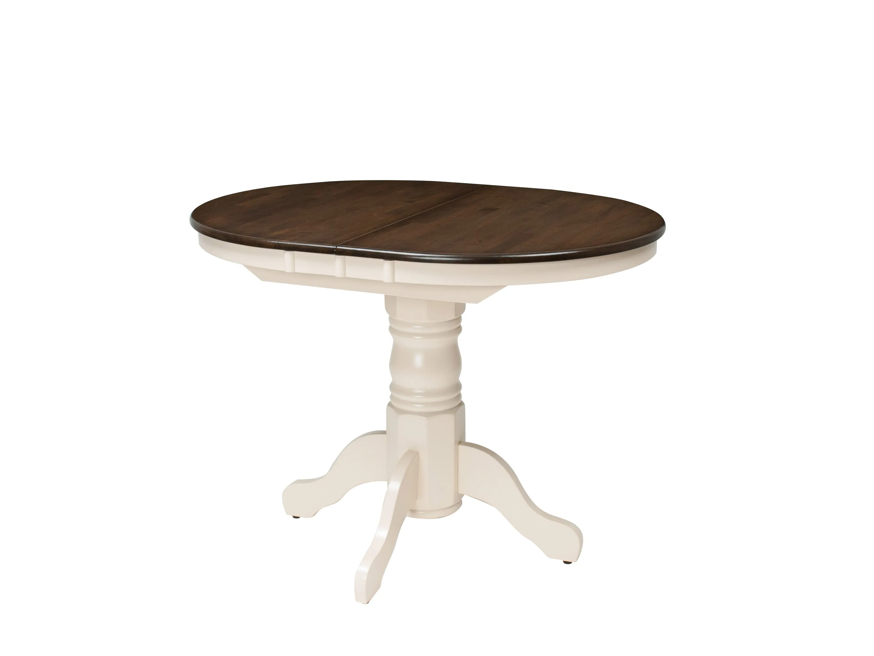 Dark Brown and Cream Extendable Oval Dining Table