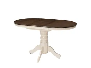 Dark Brown and Cream Extendable Oval Dining Table