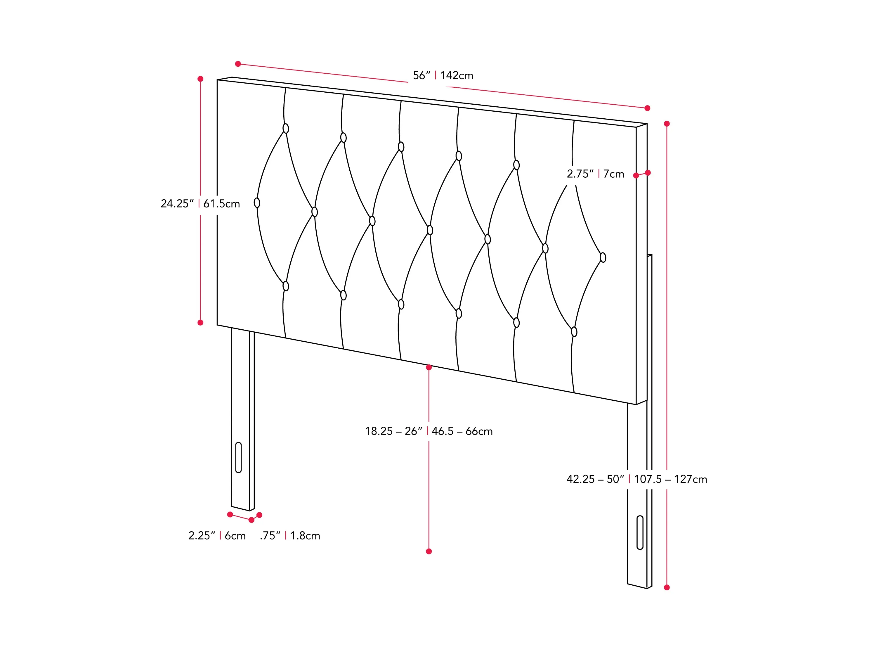 Dark Grey Velvet Full/Double Headboard