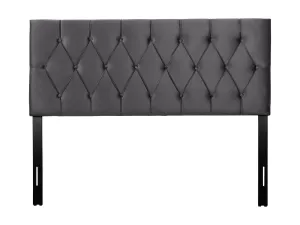 Dark Grey Velvet Queen Headboard