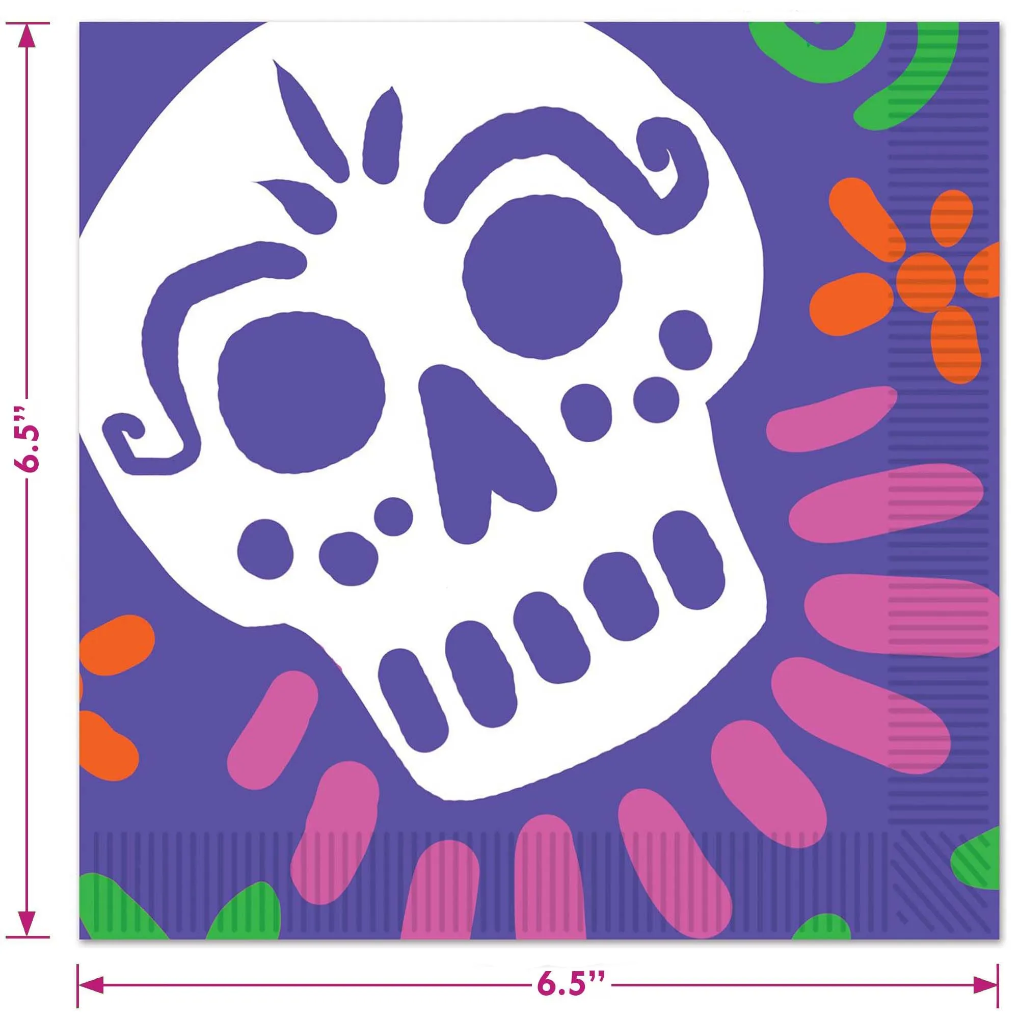 Day of the Dead Party Supplies - Skull Colorful Paper Plates and Napkins (Serves 16)