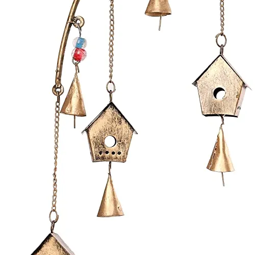 DULI Metal Windchime Wall Hanging, Feng Shui, Wall Art, Wall Decor, PositiveVibes, Rustic Wall Hangings, Wall Art, Diwali Decor, Home Decor, Positive Vibes (MetalWallHanging: Birdhouse)