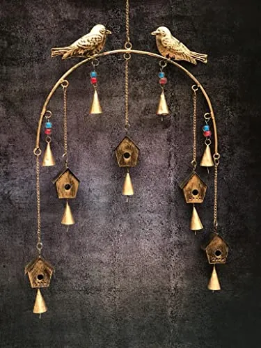 DULI Metal Windchime Wall Hanging, Feng Shui, Wall Art, Wall Decor, PositiveVibes, Rustic Wall Hangings, Wall Art, Diwali Decor, Home Decor, Positive Vibes (MetalWallHanging: Birdhouse)