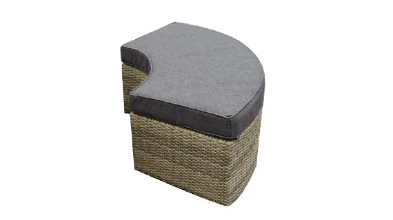 Duoyes Wicker Outdoor Ottoman, Integrated Ottoman in Aluminum Frame with Cushion