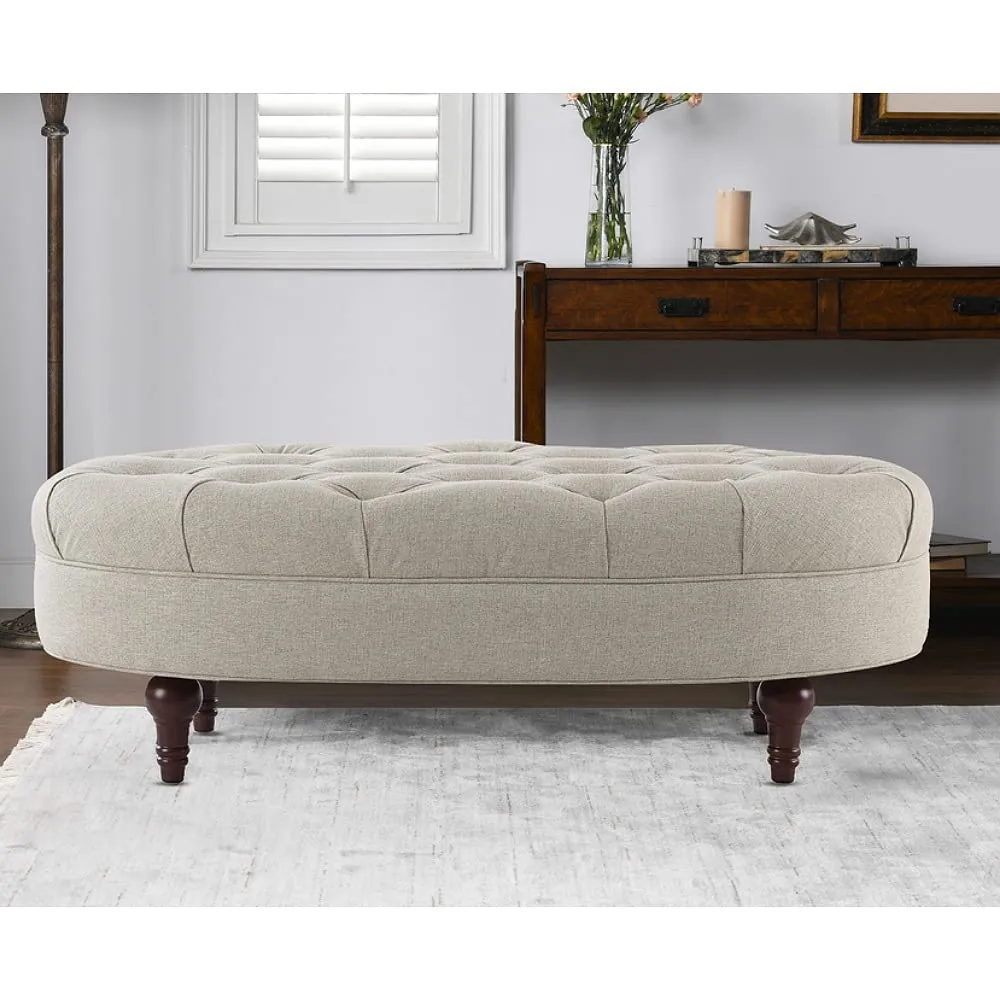 Elyza 2 Seater Fabric Ottoman Bench Sette Pouffe Puffy for Foot Rest