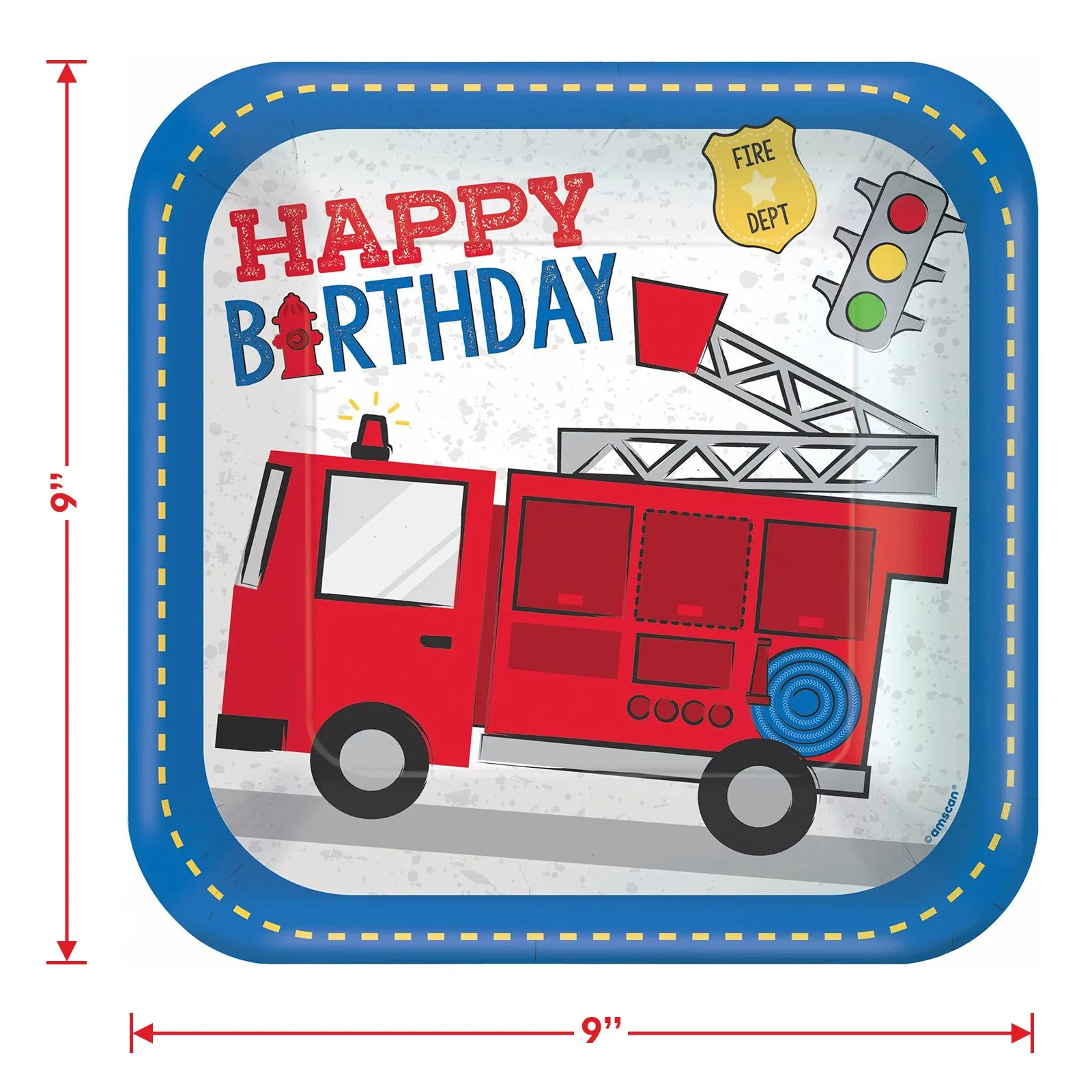 First Responders Fire Truck, Police Car, and Helicopter Transportation Paper Dinner Plates and Lunch Napkins (Serves 16)